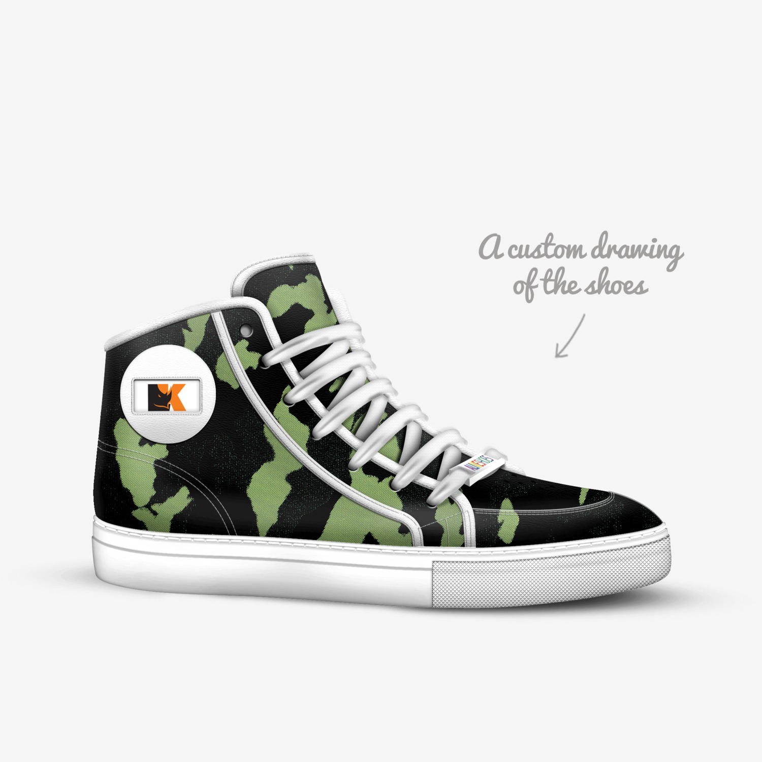 Cloak custom made in Italy shoes by Limitless Kicks | Sketch view