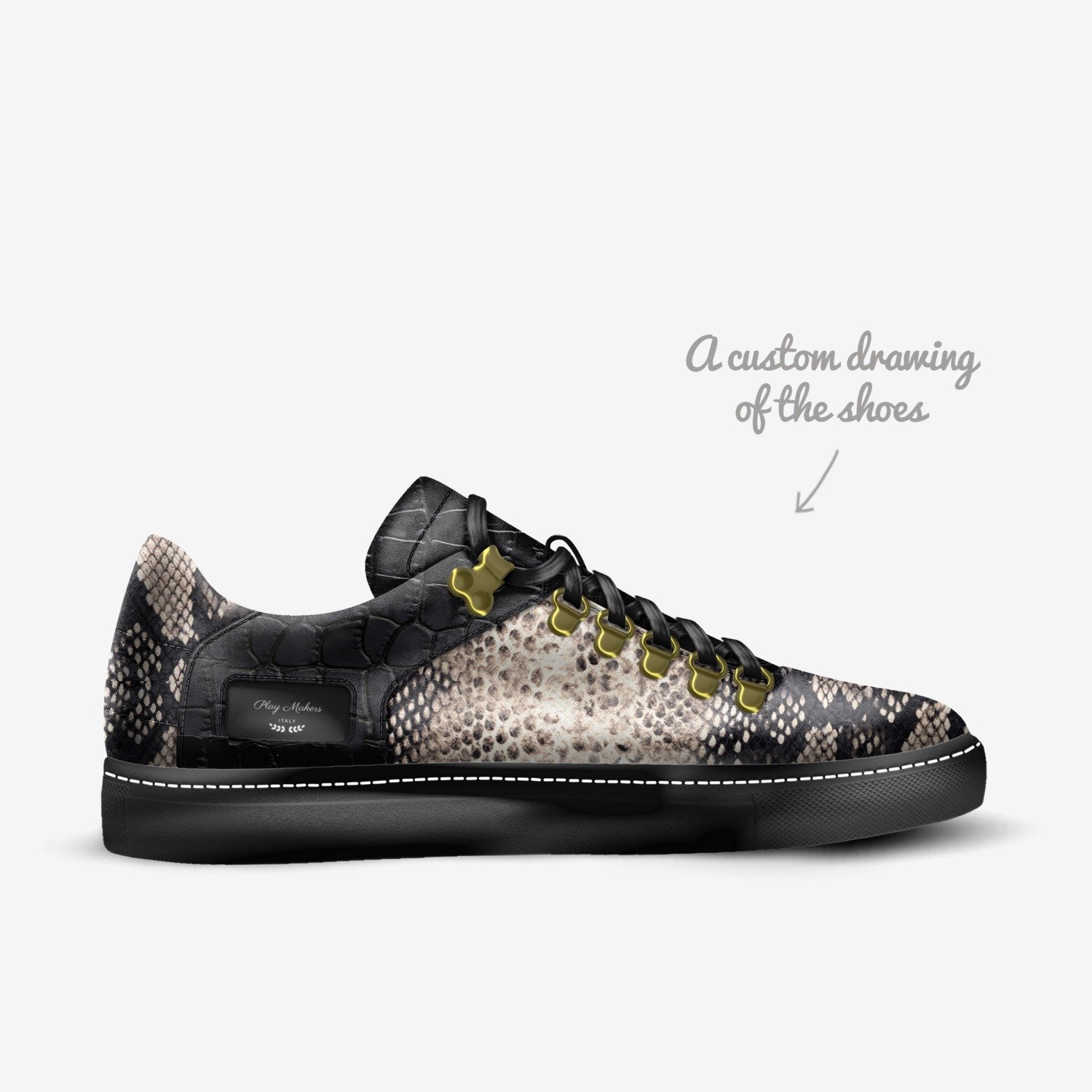 Play Makers custom made in Italy shoes by Bag Chaser Clothing Brand | Sketch view