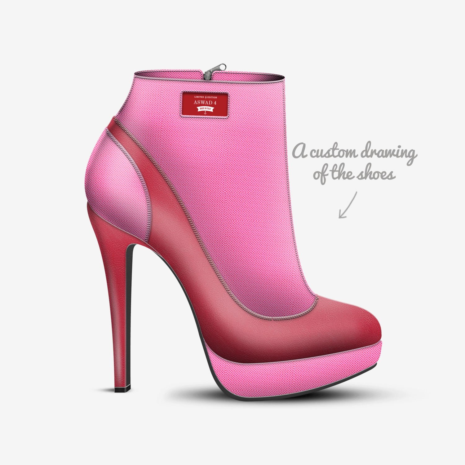 ASWAD 4 custom made in Italy shoes by Mildred Lewis | Sketch view