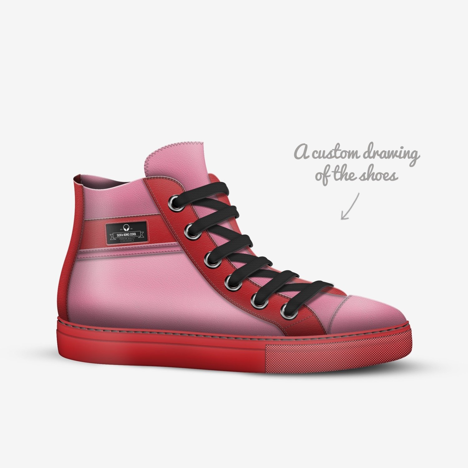 sofa king cool sho custom made in Italy shoes by Mercedez Hendrix | Sketch view