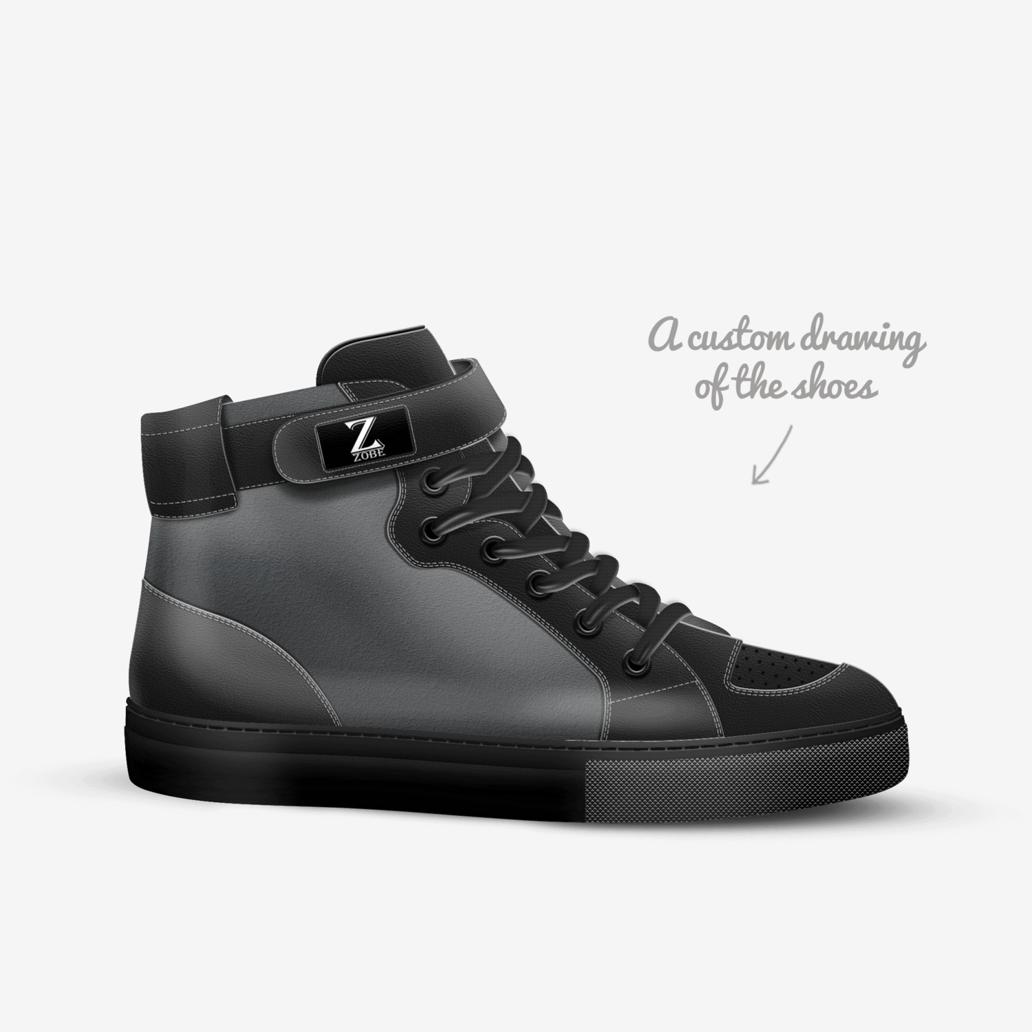 Zobe custom made in Italy shoes by Alonzo Black | Sketch view
