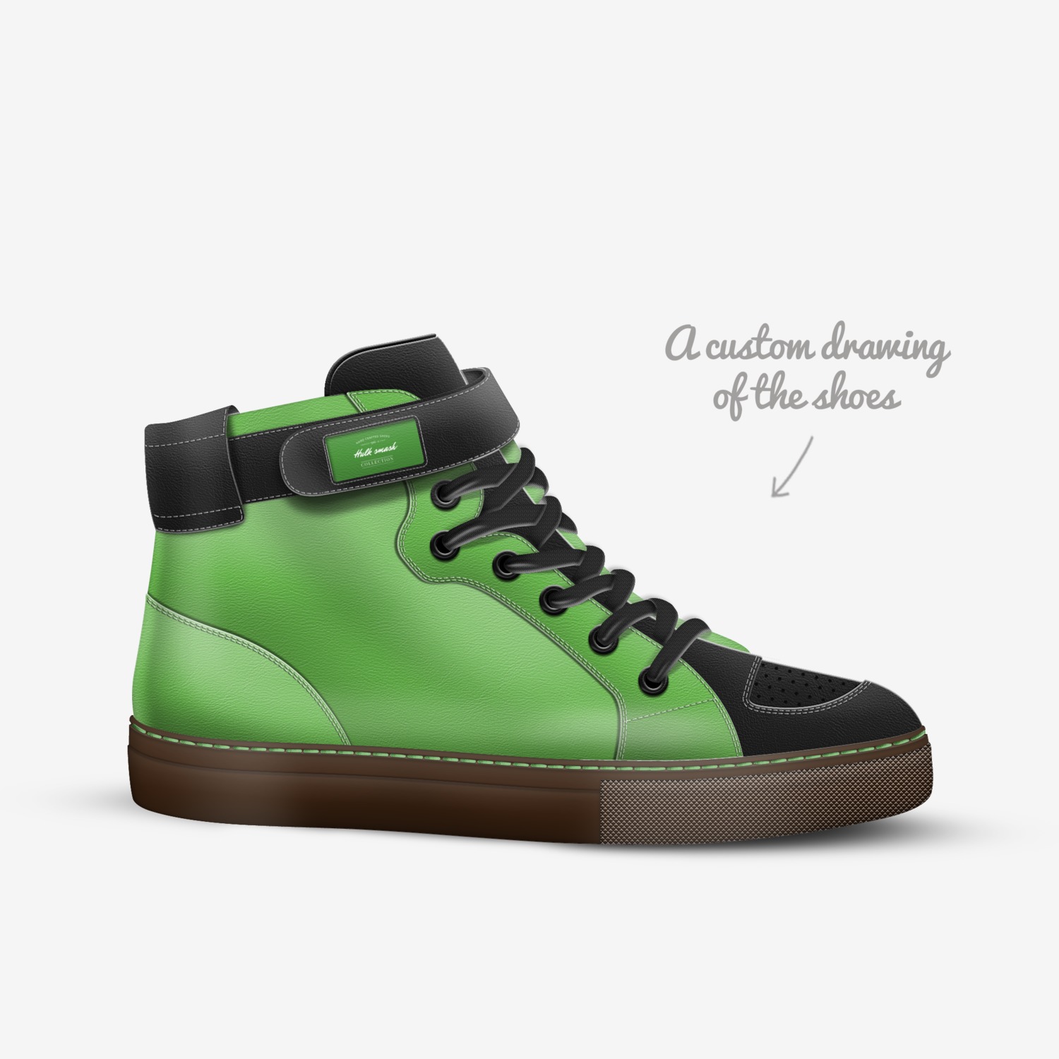 Hulk smash custom made in Italy shoes by Alexander M. Smith Smith | Sketch view