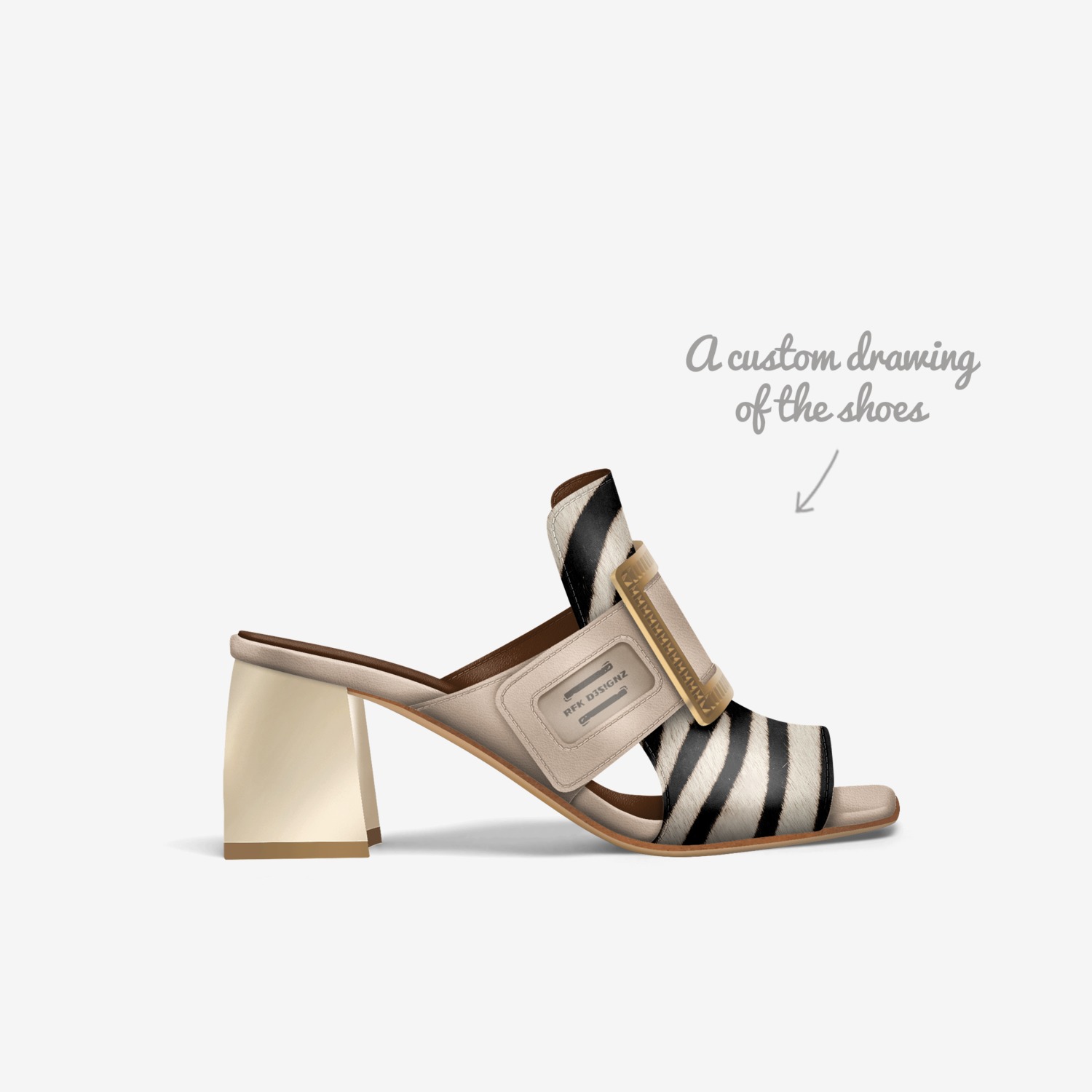 EleganZe custom made in Italy shoes by Rudanie Kunst | Sketch view