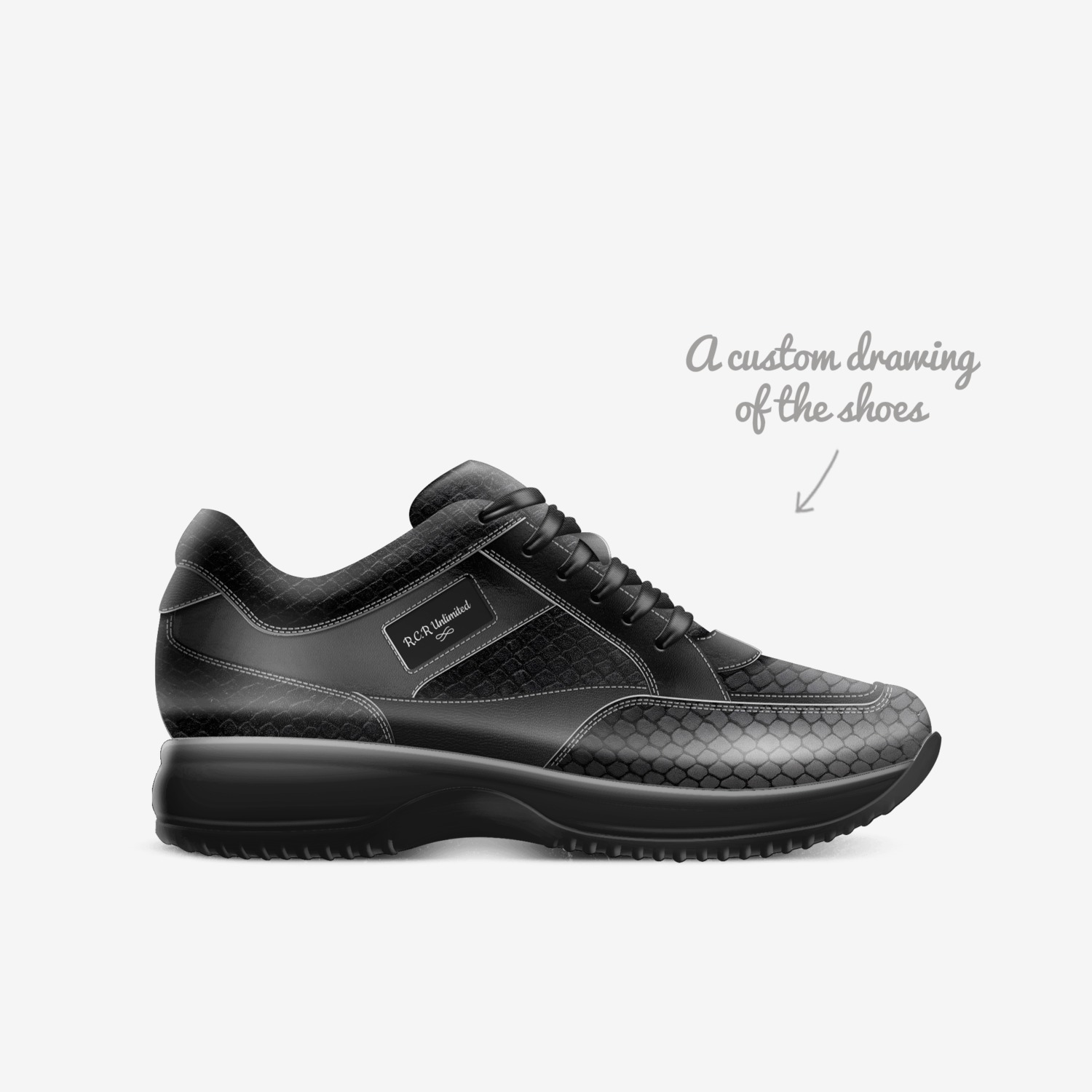 R.C.R Unlimited  custom made in Italy shoes by Robert Brown | Sketch view