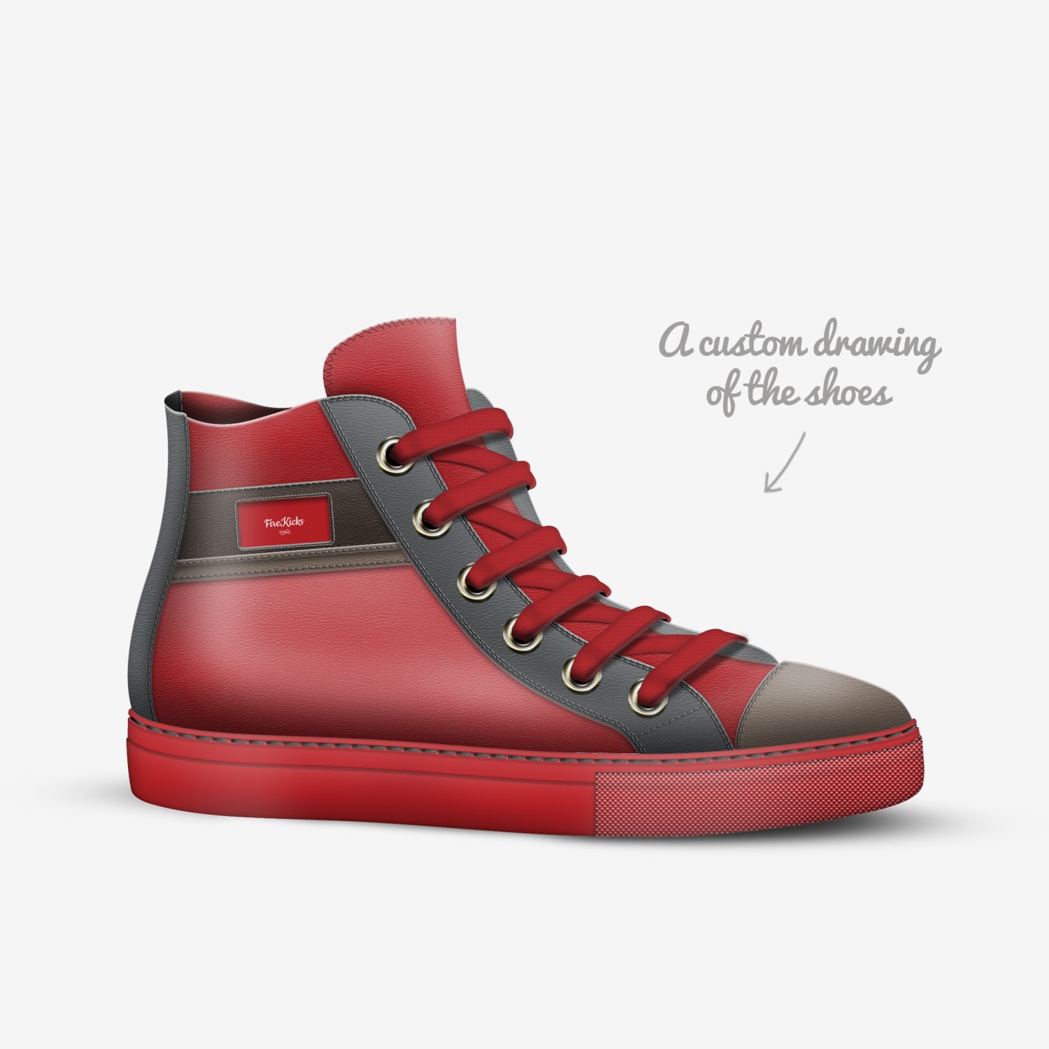 FireKicks custom made in Italy shoes by Rachel Thecrazyray | Sketch view