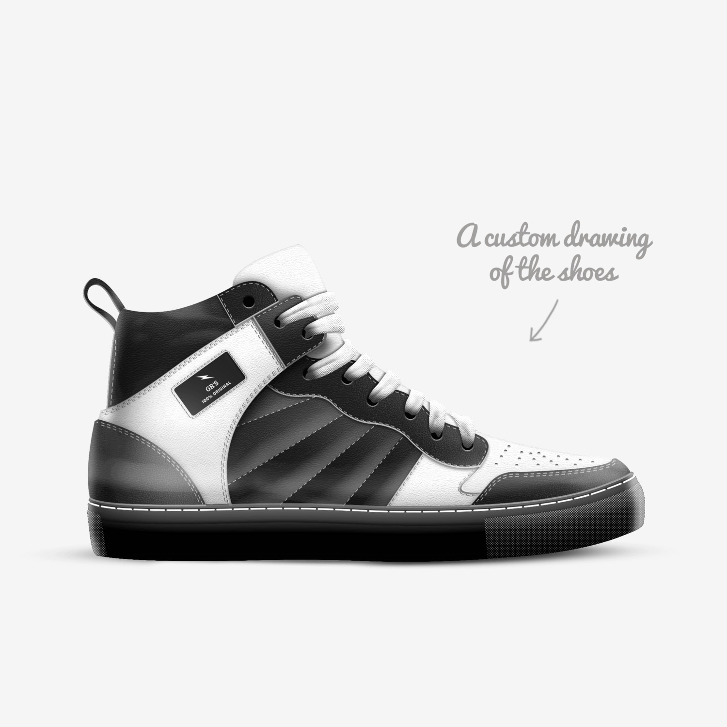GR's custom made in Italy shoes by Gemini Rico | Sketch view