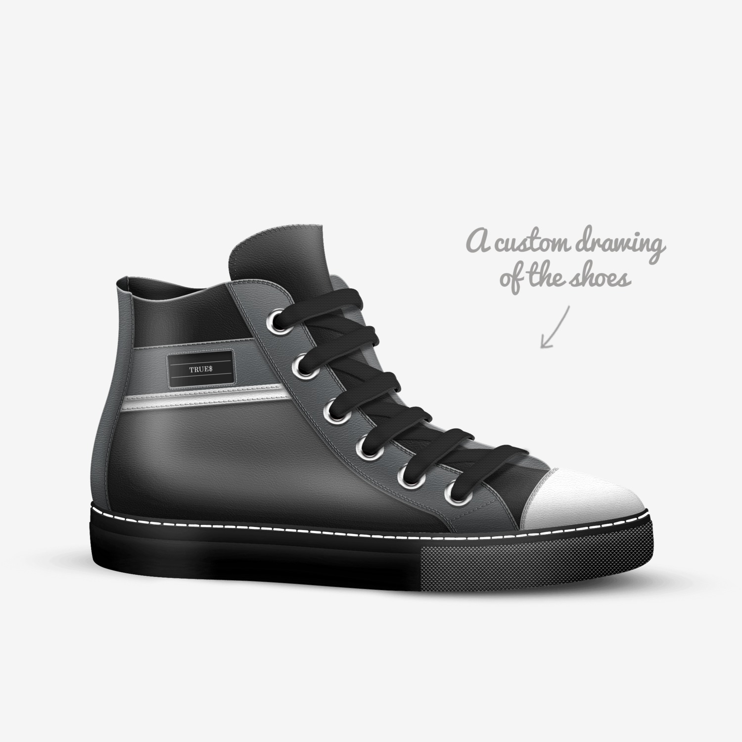 TRUE$ custom made in Italy shoes by True Lamaun | Sketch view