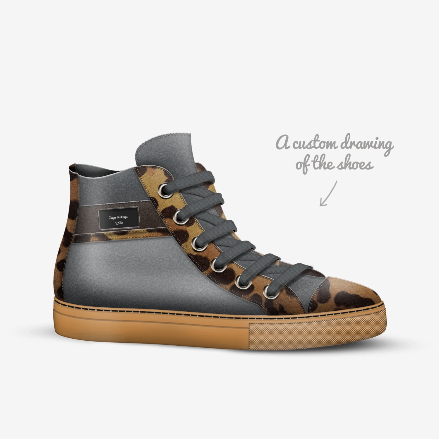 Zayn Makayu  custom made in Italy shoes by Haawa Nakanwagi | Sketch view