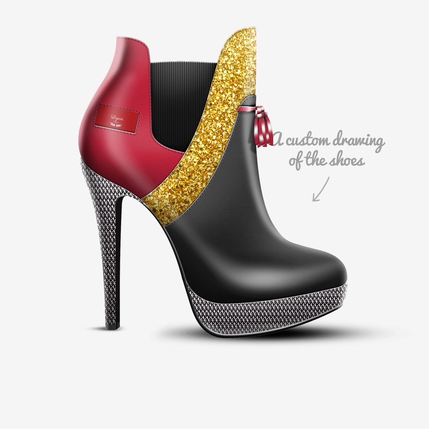 Loyan custom made in Italy shoes by Tiffany Mitchell | Sketch view