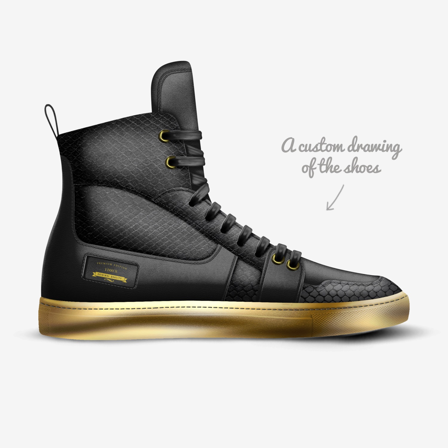 1200's custom made in Italy shoes by George Spivey | Sketch view