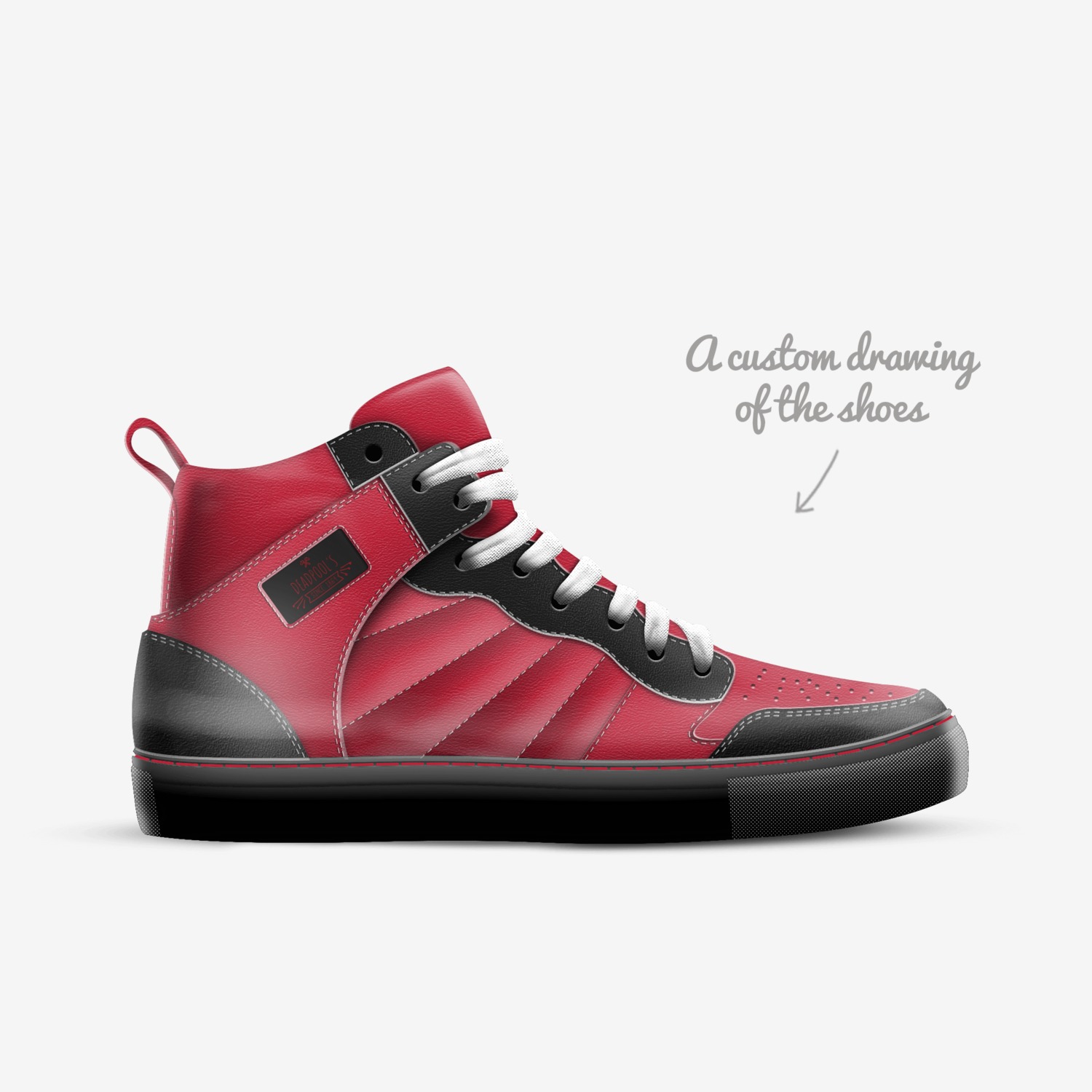 Deadpools custom made in Italy shoes by Matt Klemansky | Sketch view