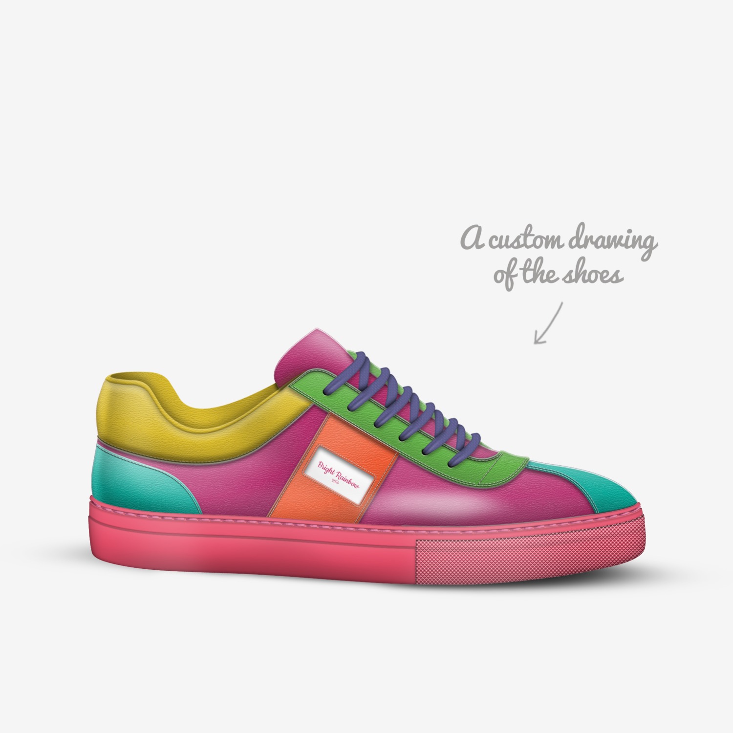 Rainbow Dash custom made in Italy shoes by Rachel Thecrazyray | Sketch view