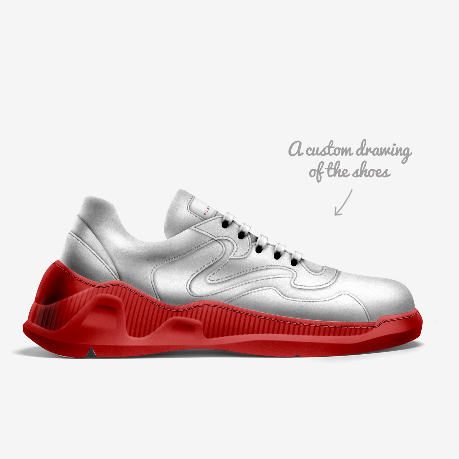 Big Steppers (R/W) custom made in Italy shoes by Dienier Anrelli | Sketch view