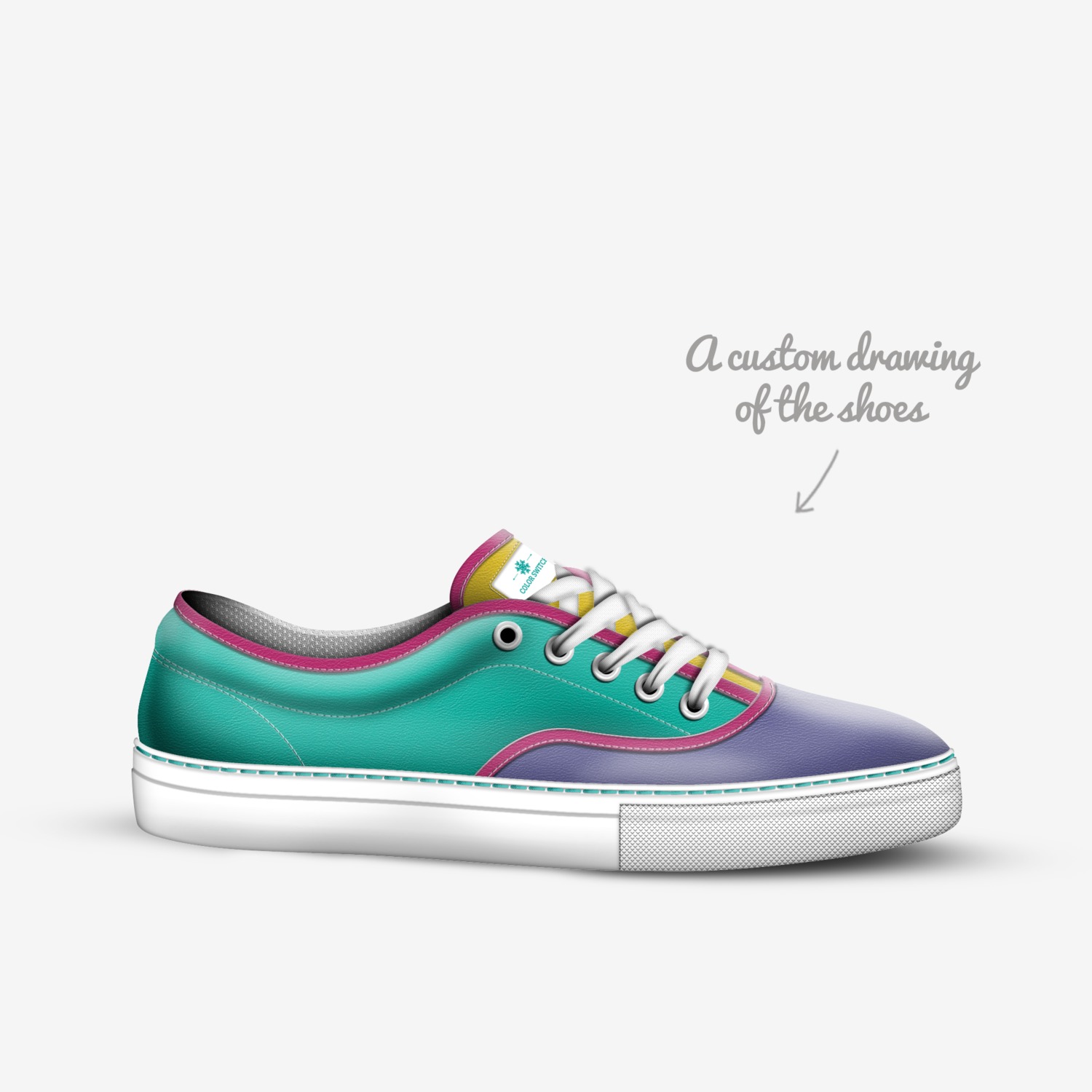 color switch custom made in Italy shoes by Sarah Vaughan | Sketch view