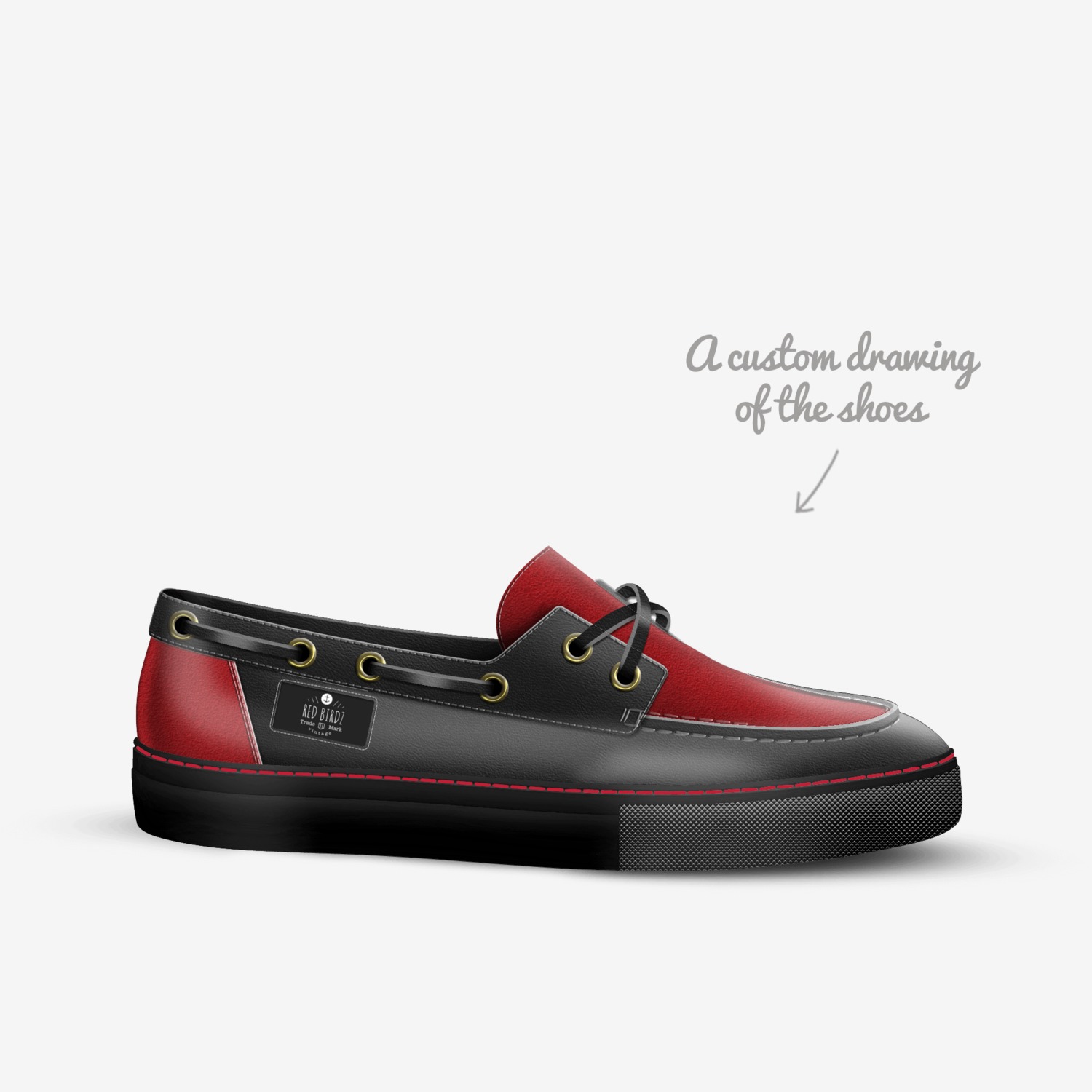 Red Bird custom made in Italy shoes by K3k0 Suave | Sketch view
