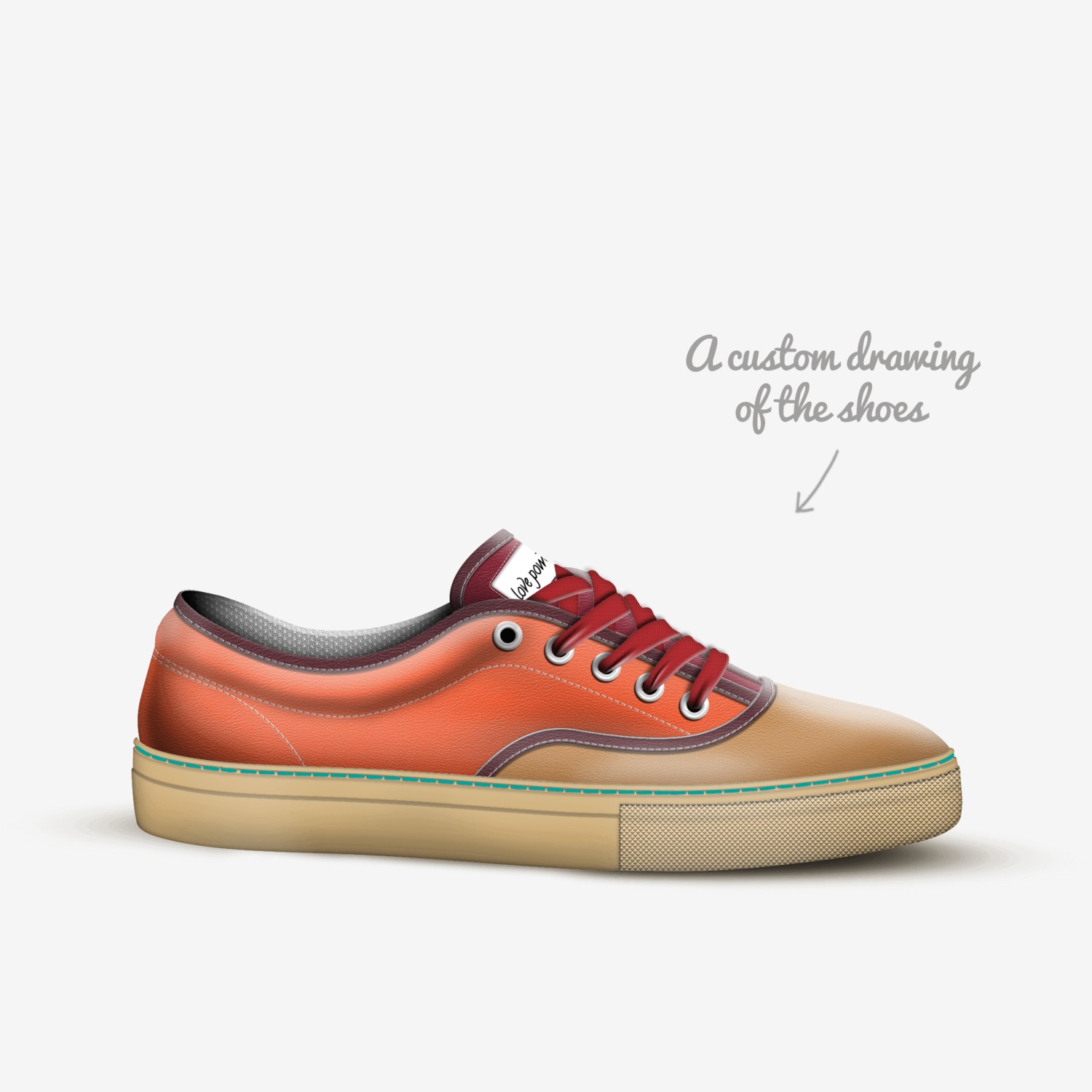 A.L Love custom made in Italy shoes by Den Loves | Sketch view