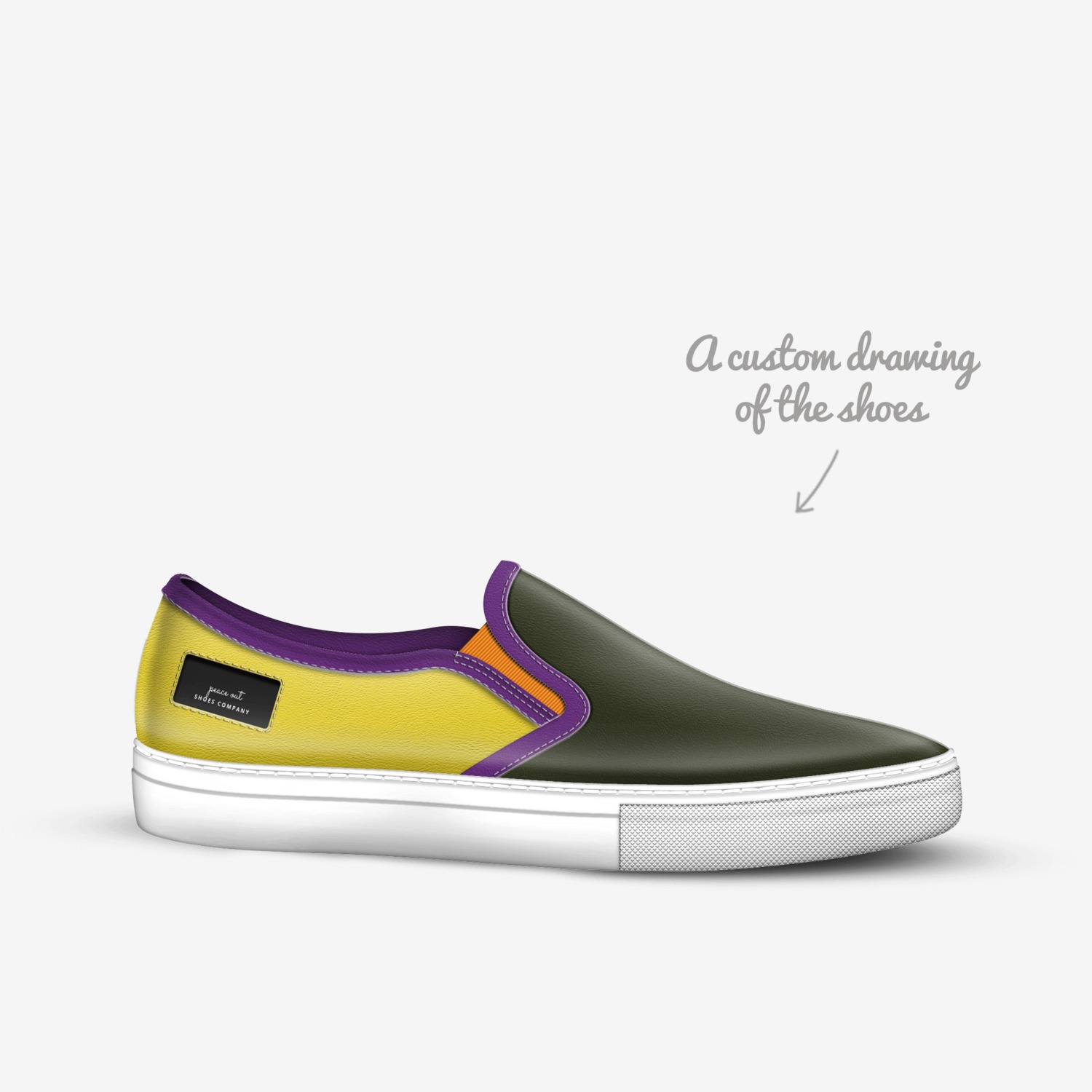 peace out custom made in Italy shoes by Teresa Monroe | Sketch view