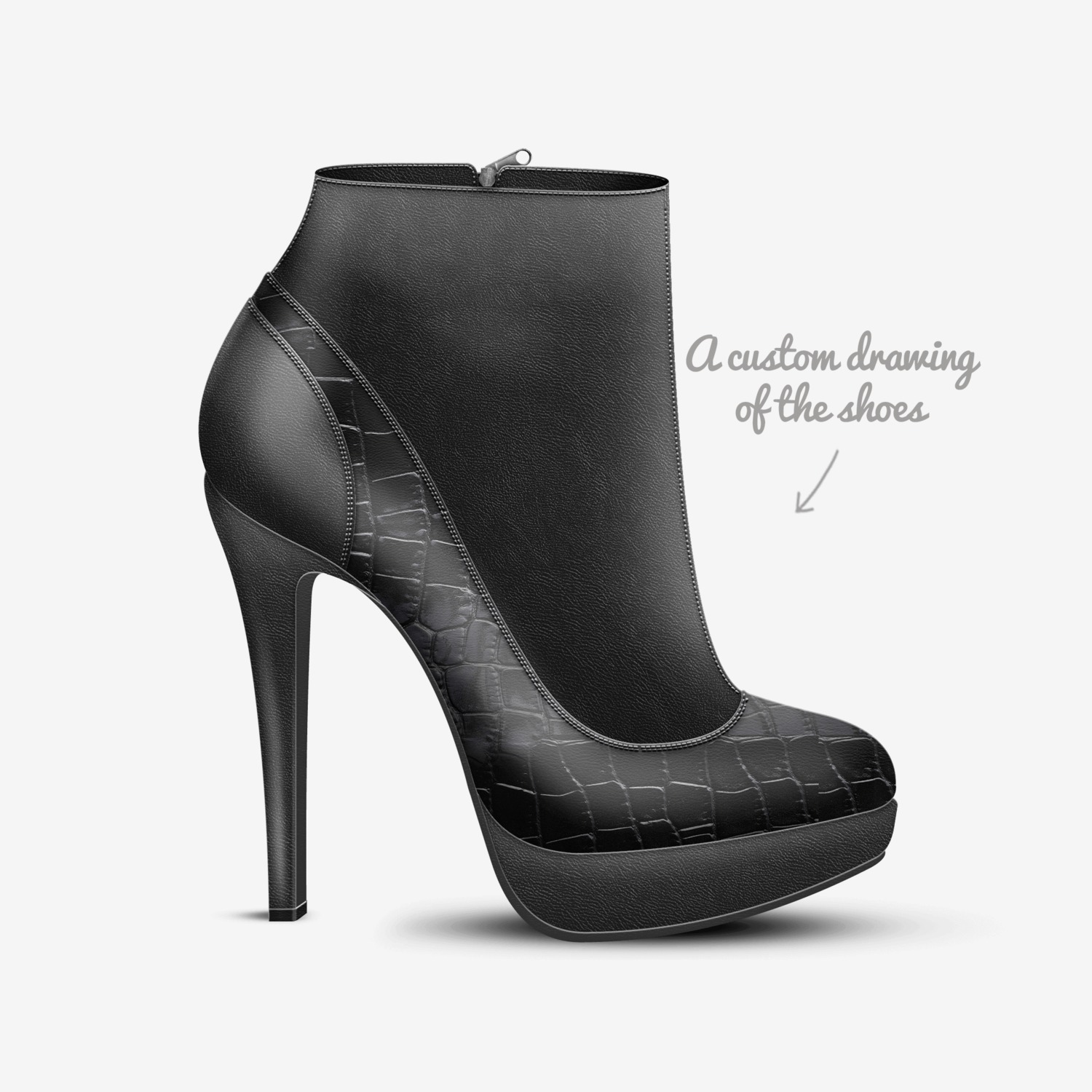 MADRID black custom made in Italy shoes by Davinia Guerra | Sketch view