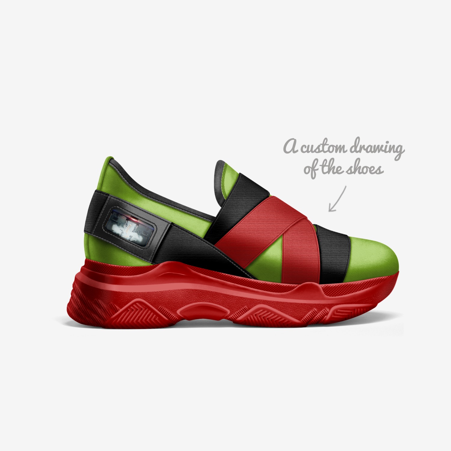 FALLEN ALIEN custom made in Italy shoes by Trey Fx | Sketch view