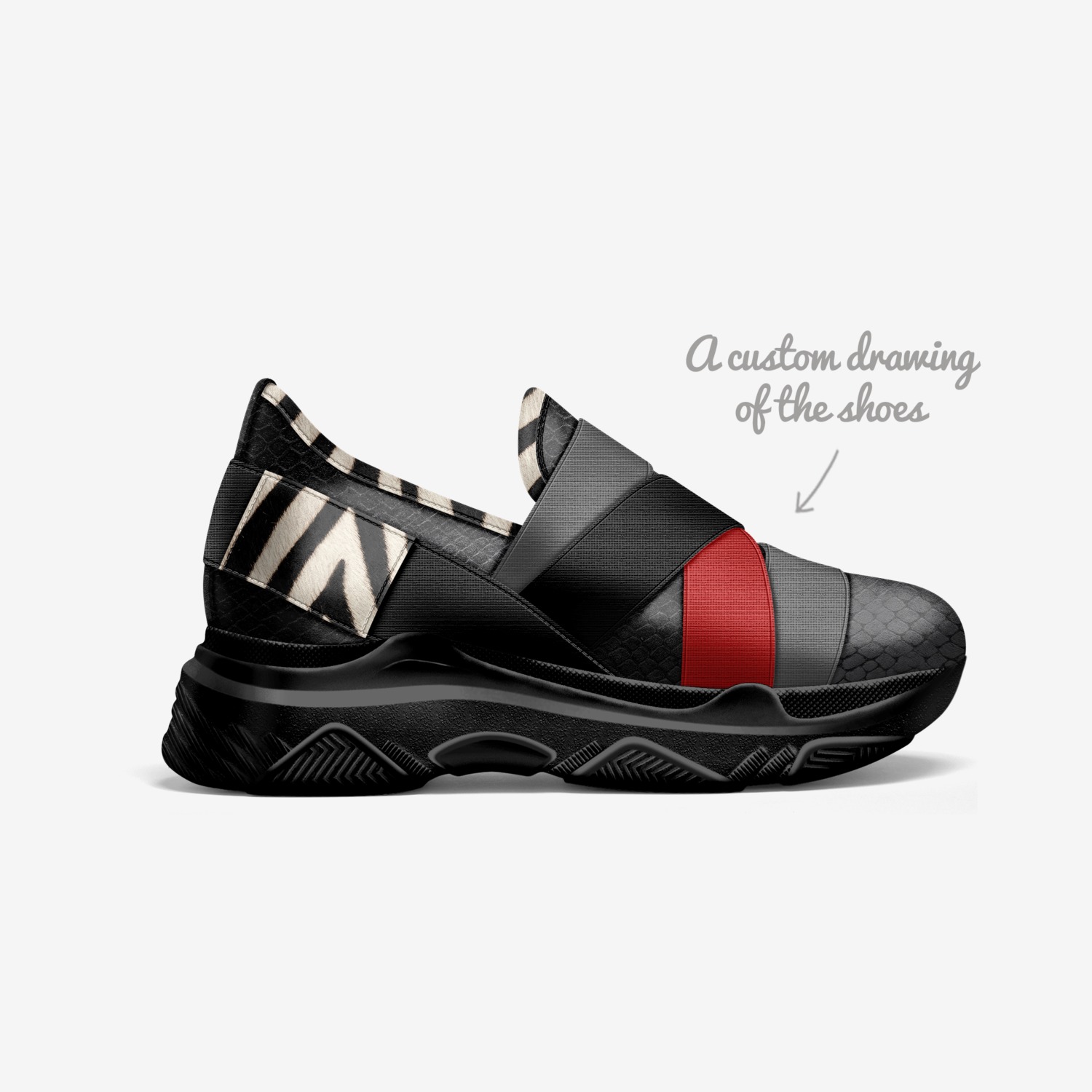 Baddie custom made in Italy shoes by Johnnie East | Sketch view