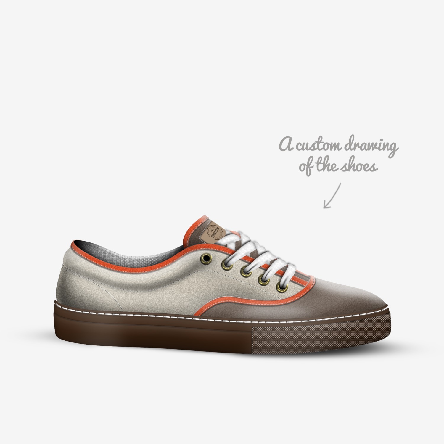Cookies custom made in Italy shoes by Dynasty Holland | Sketch view