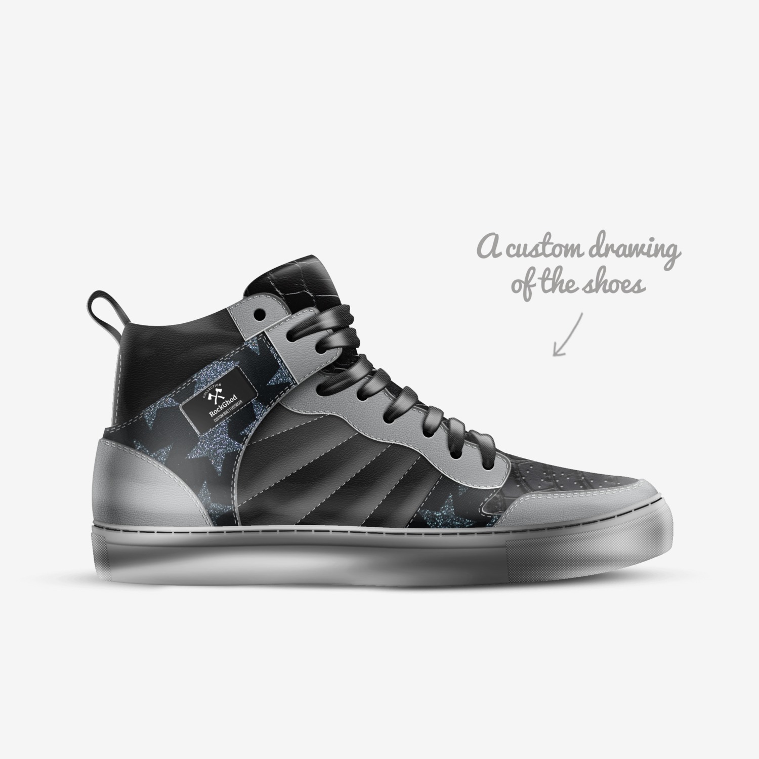 RockGhod custom made in Italy shoes by Glendale Lawson | Sketch view