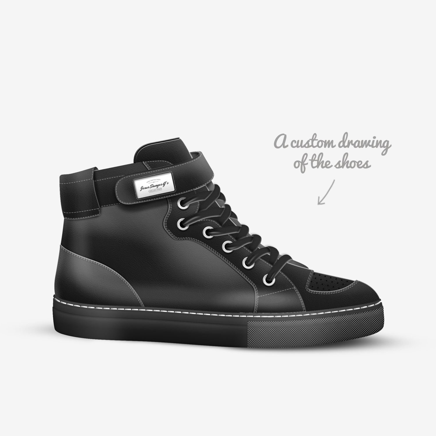 Jesus G's  custom made in Italy shoes by Meg Elle | Sketch view