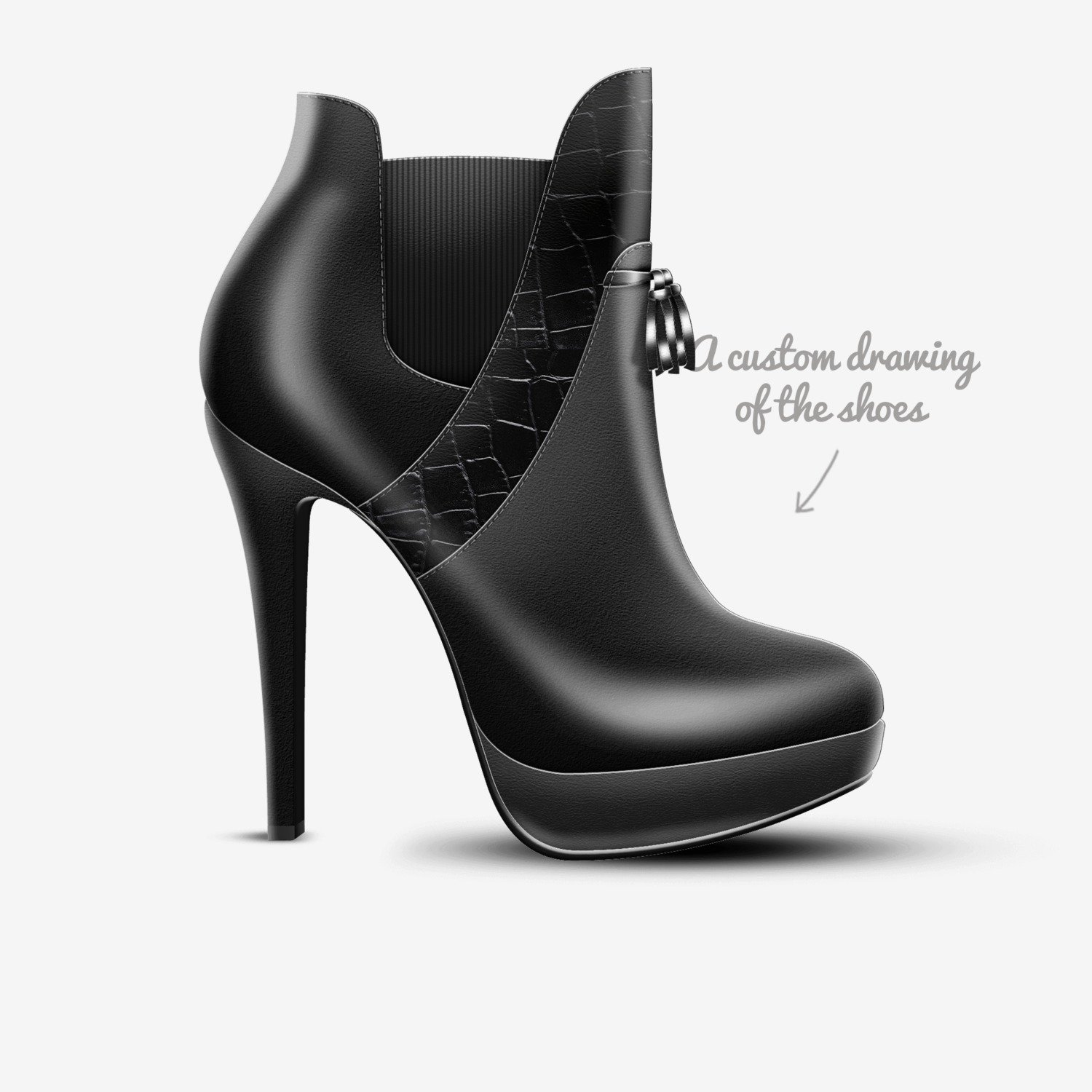 Rodeo custom made in Italy shoes by Tiffany Wingo | Sketch view