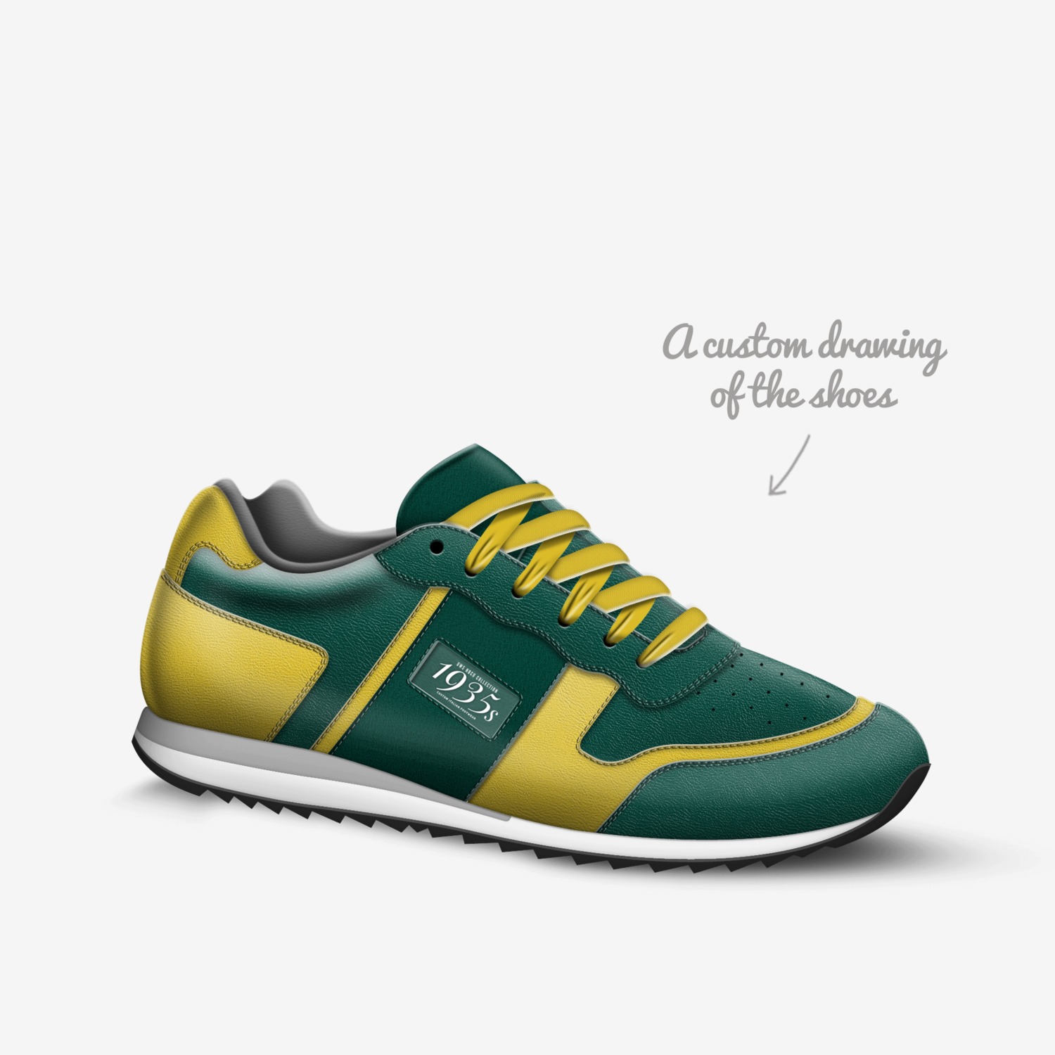 1935 Runners custom made in Italy shoes by Urbanwallstreet Earl | Sketch view