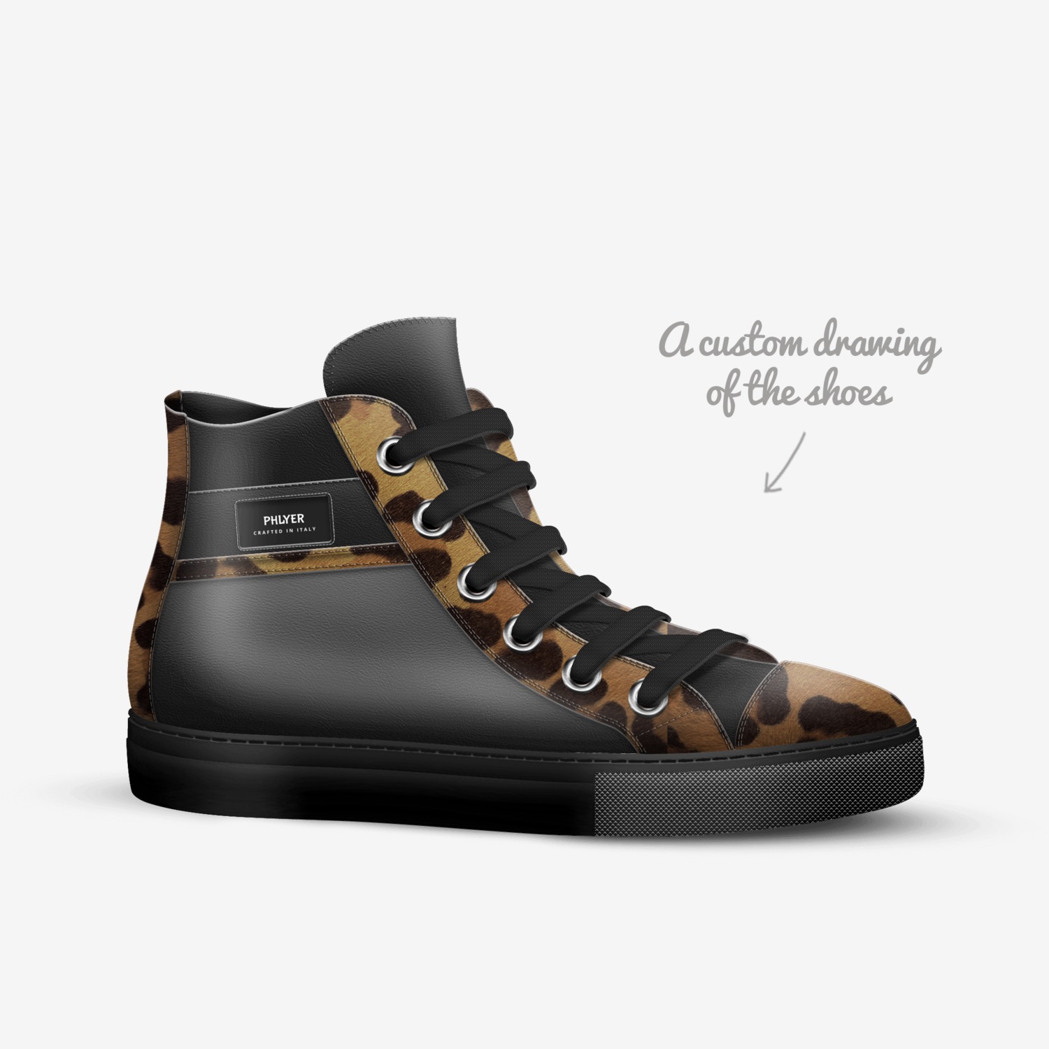 DarkJungle High II custom made in Italy shoes by Moyo Jones | Sketch view
