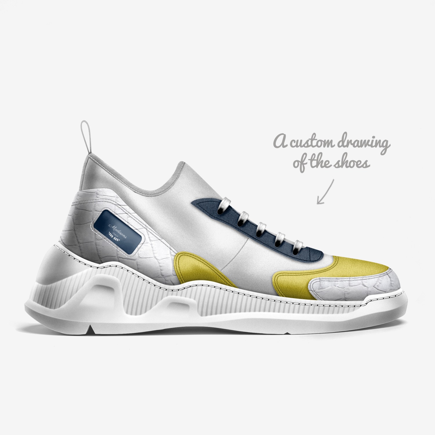 Madisons custom made in Italy shoes by Rashied Goodwin | Sketch view