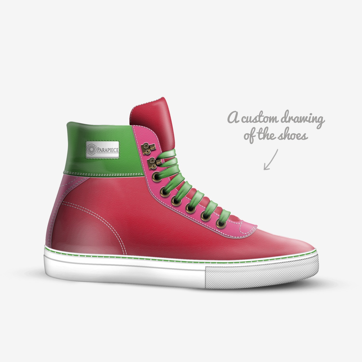 Carnation custom made in Italy shoes by Cathyrose Odoh | Sketch view