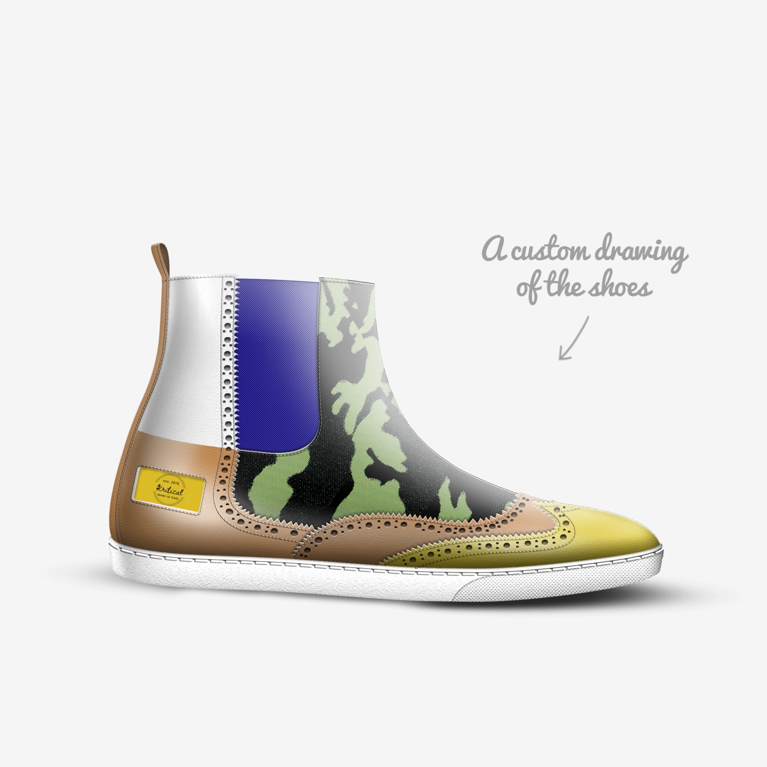 Kritical custom shoes Kritical custom made in Italy shoes by K Rob | Sketch view