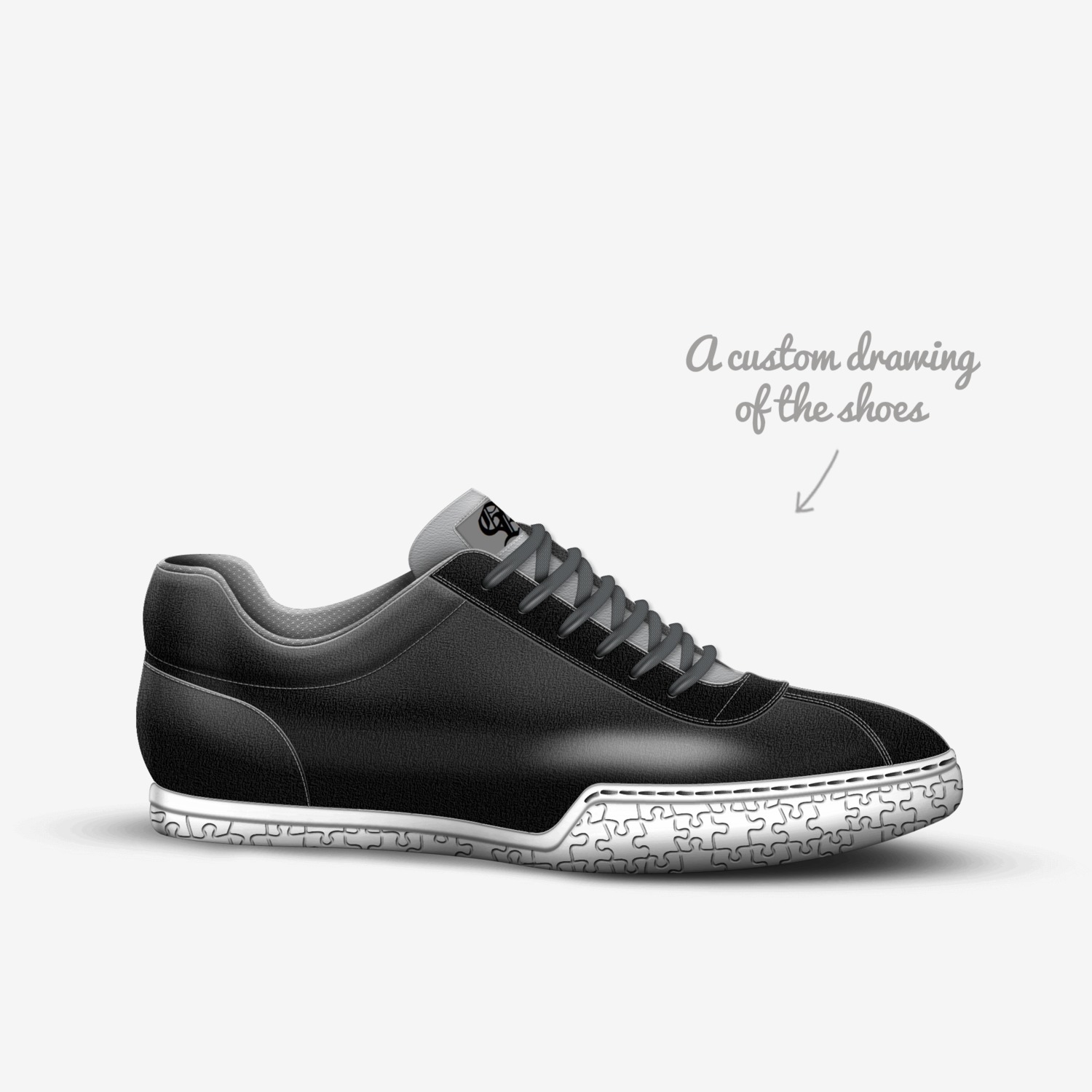 OR I Canvas Black custom made in Italy shoes by Oscar Raphael | Sketch view