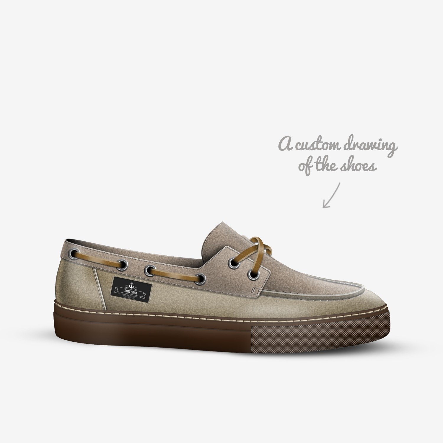 Boat dock custom made in Italy shoes by Keegan Jones | Sketch view