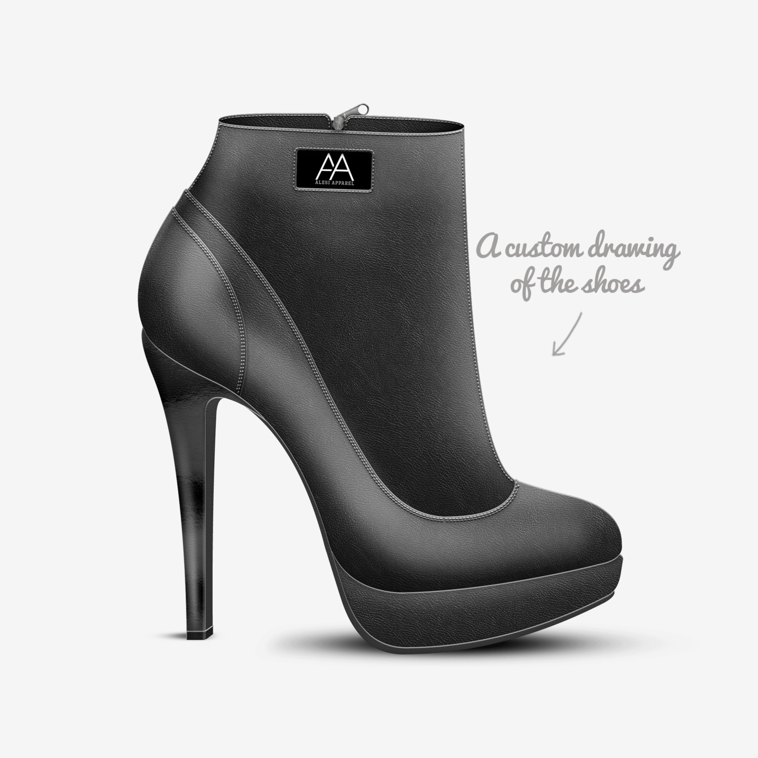 ALESI ZIPPER HEEL custom made in Italy shoes by Lonanthony Parker | Sketch view