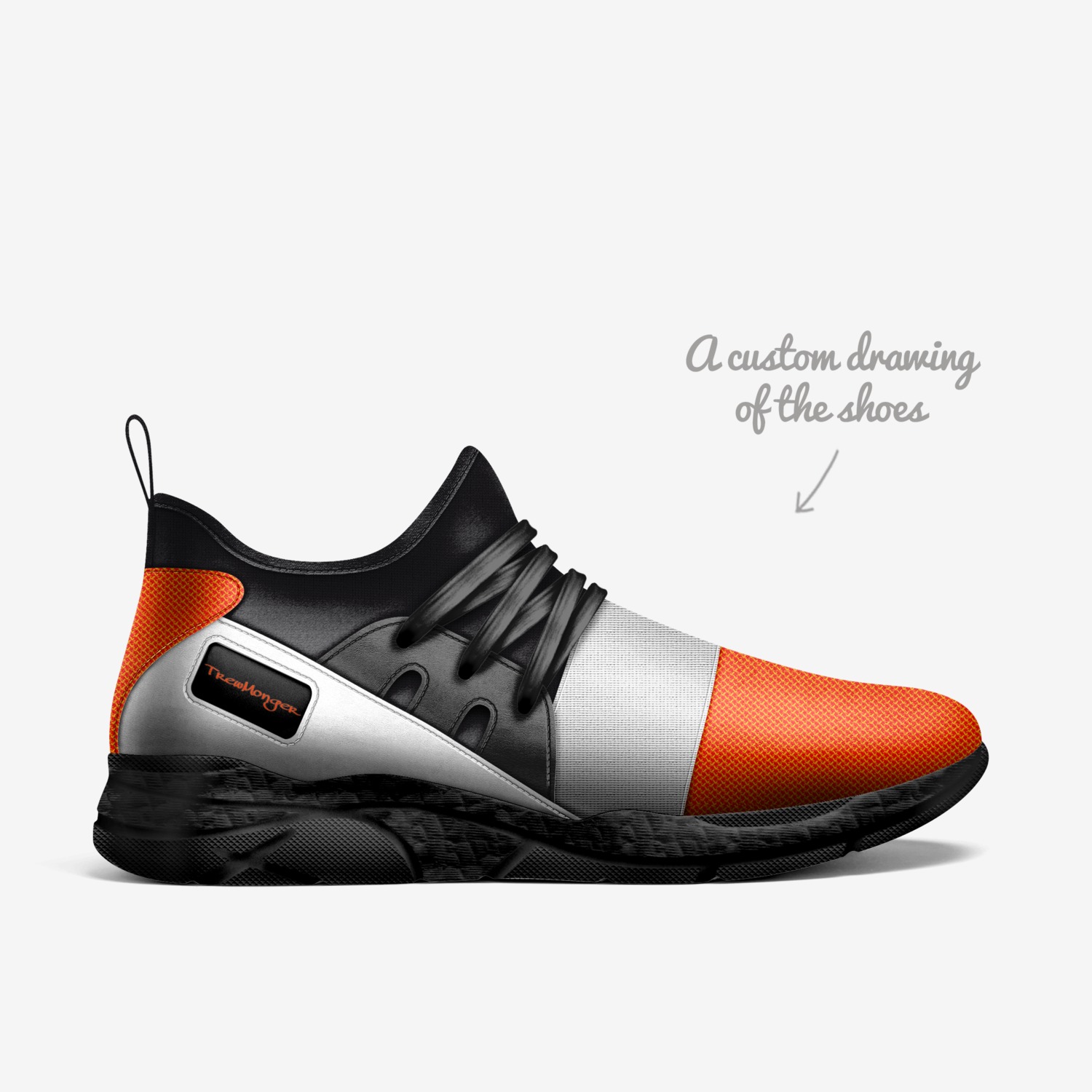 TygerStyle Low 4 custom made in Italy shoes by TrewMonger Brand | Sketch view