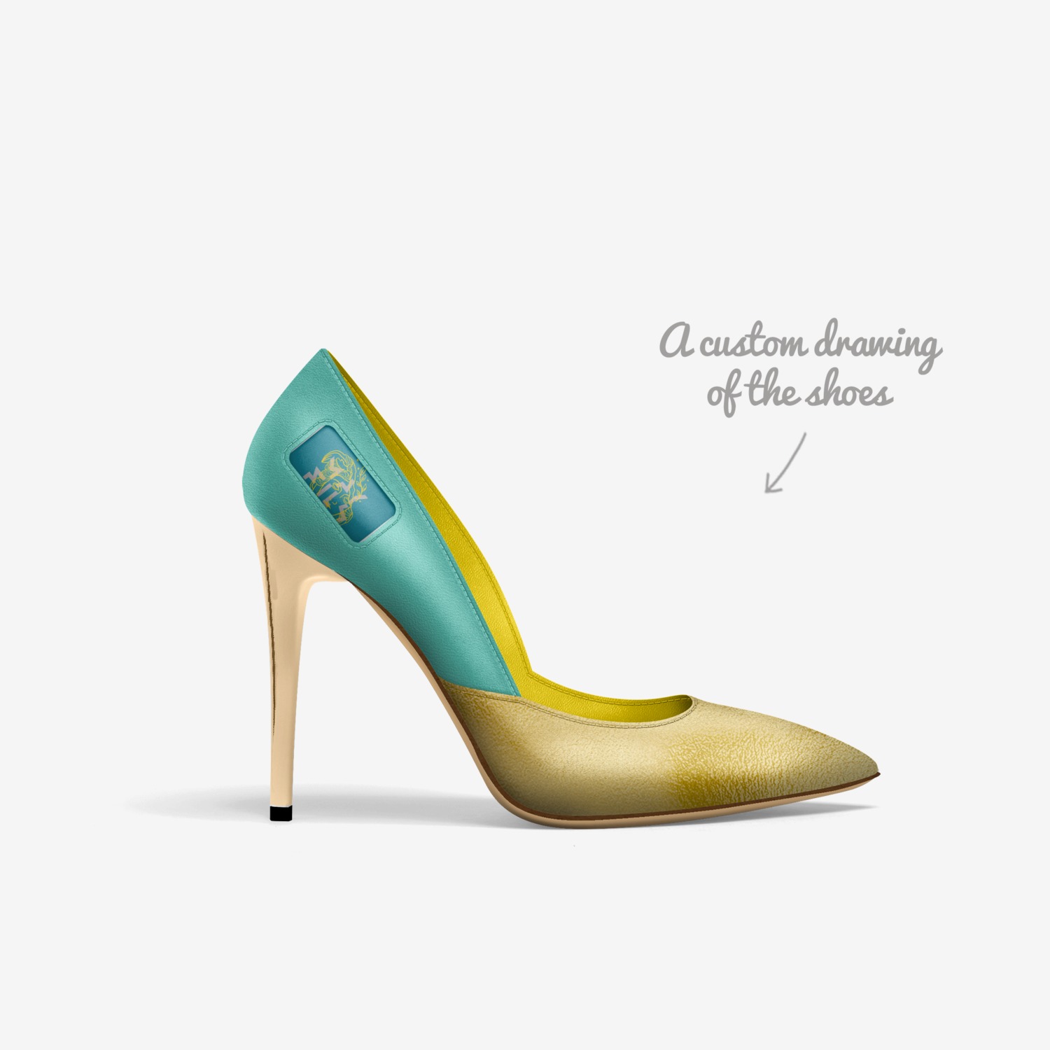 Silver rose custom made in Italy shoes by May Fils | Sketch view