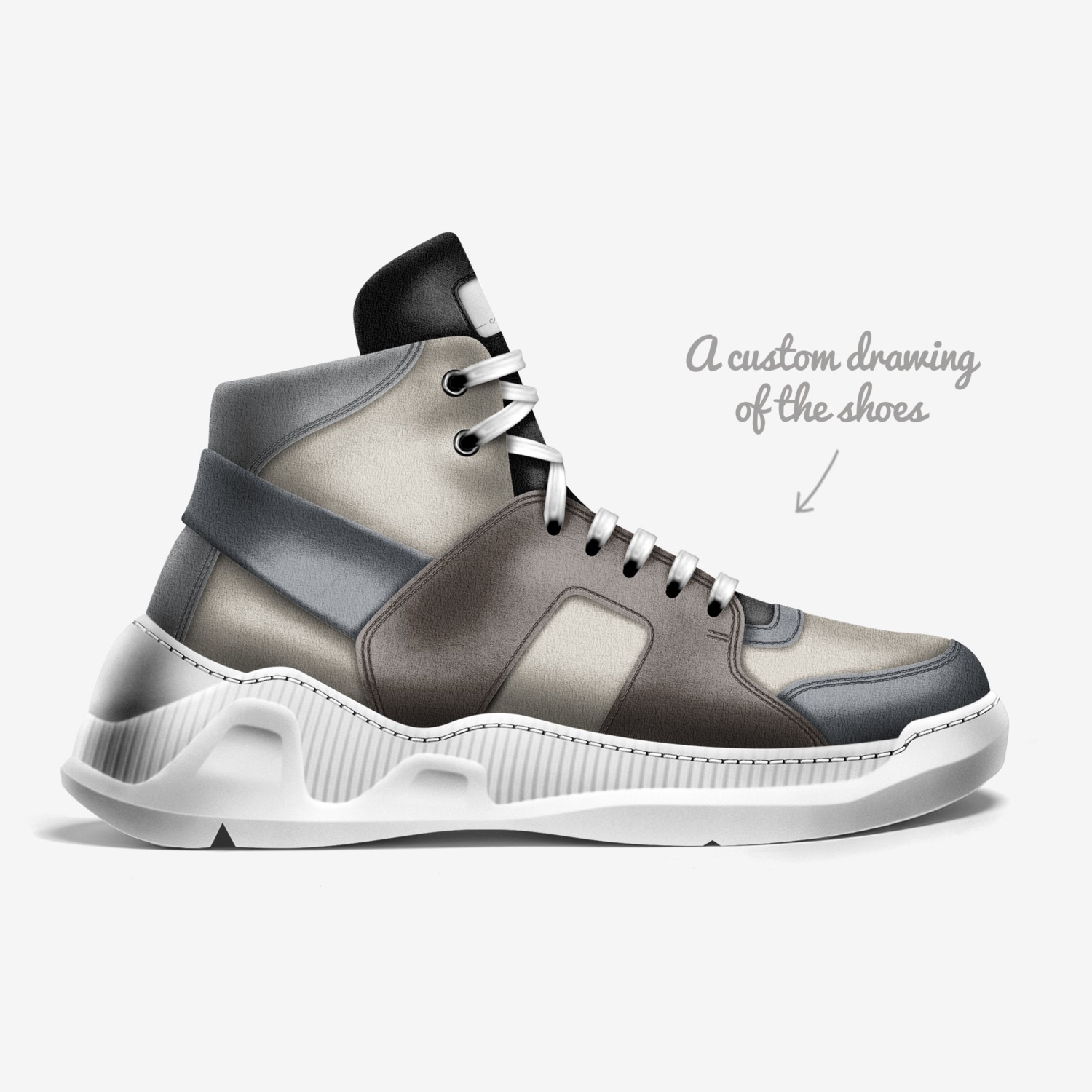 laLune custom made in Italy shoes by Tania Draghici | Sketch view