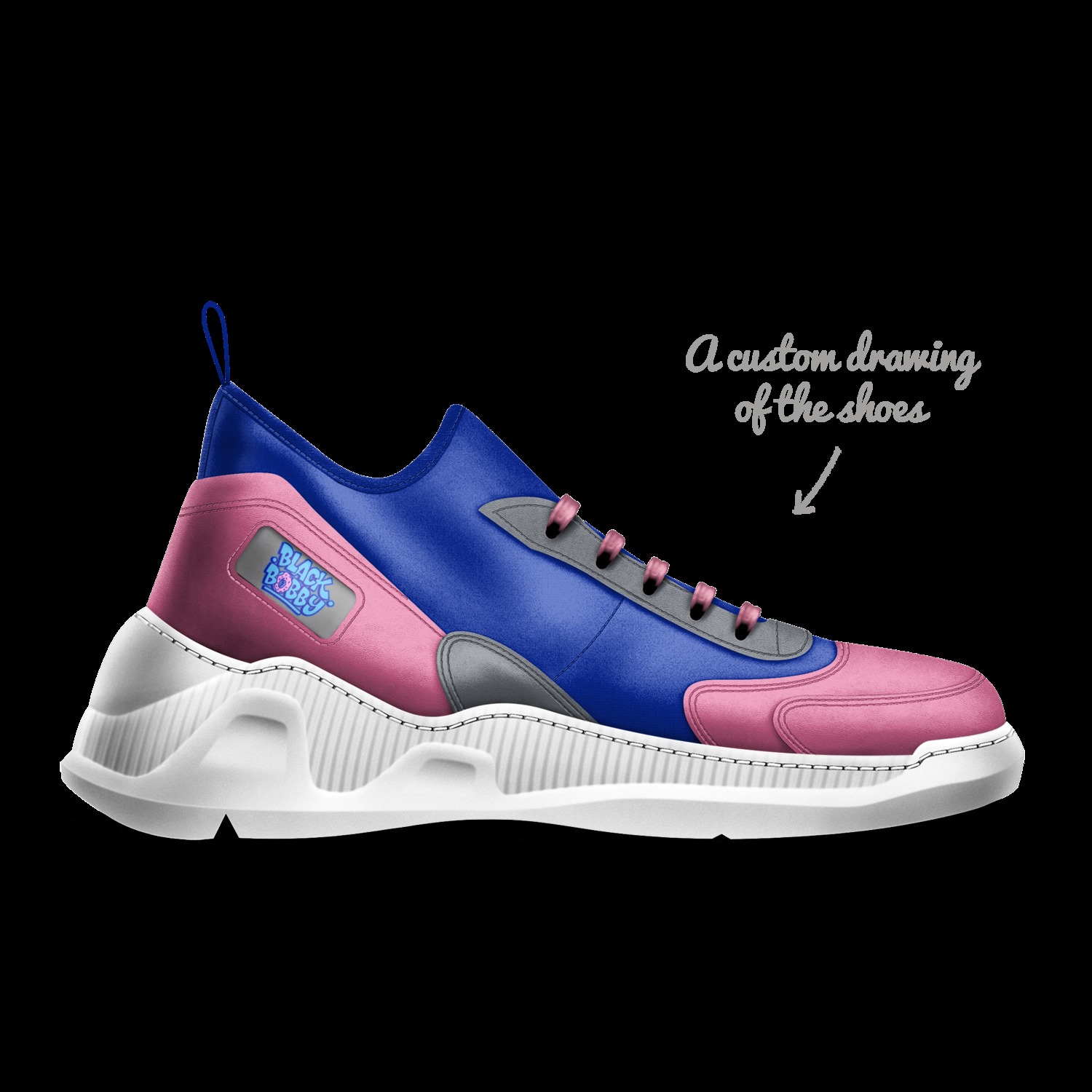 The pink and blue shoe on sale
