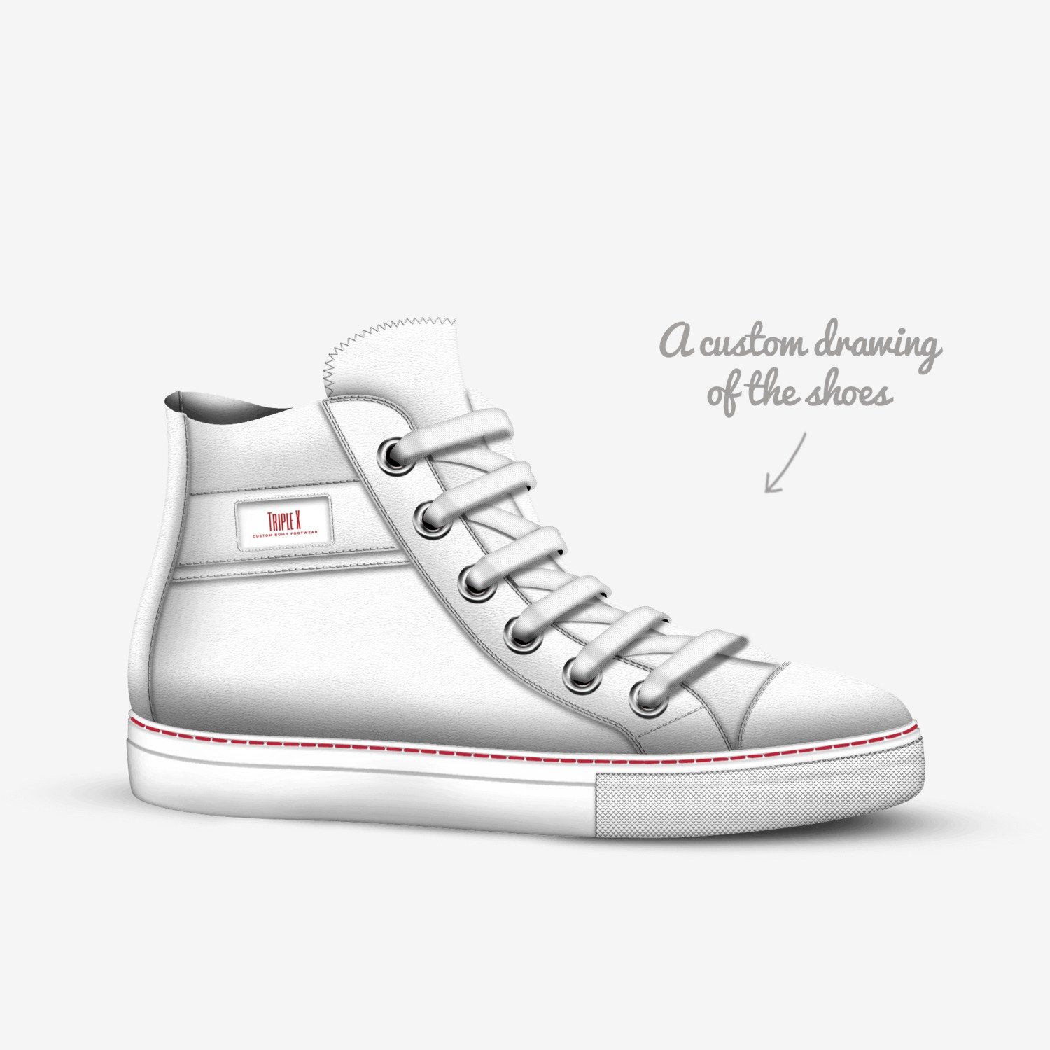 Triple X custom made in Italy shoes by Jorja-ray Hunt | Sketch view