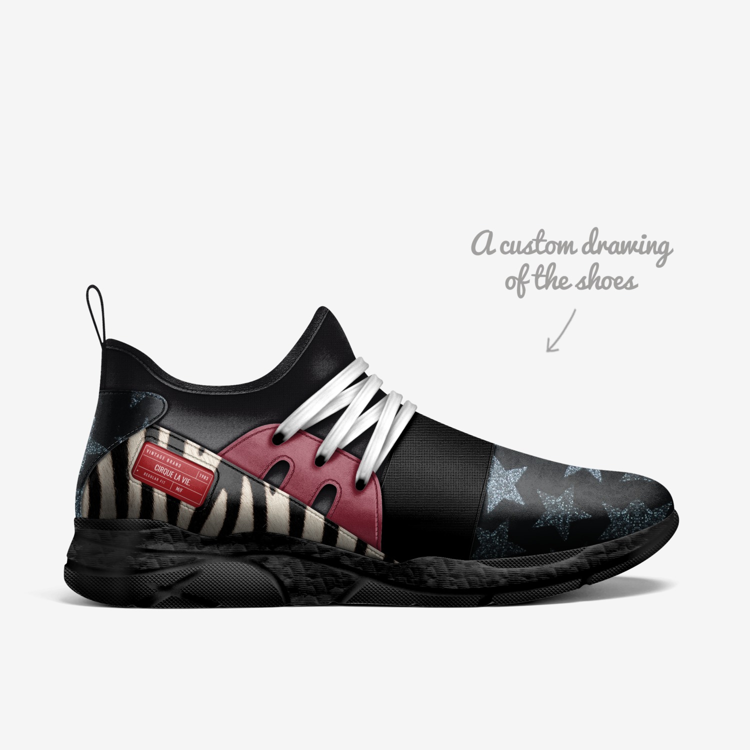 The Sideshow Freak custom made in Italy shoes by Reyie Delgado | Sketch view