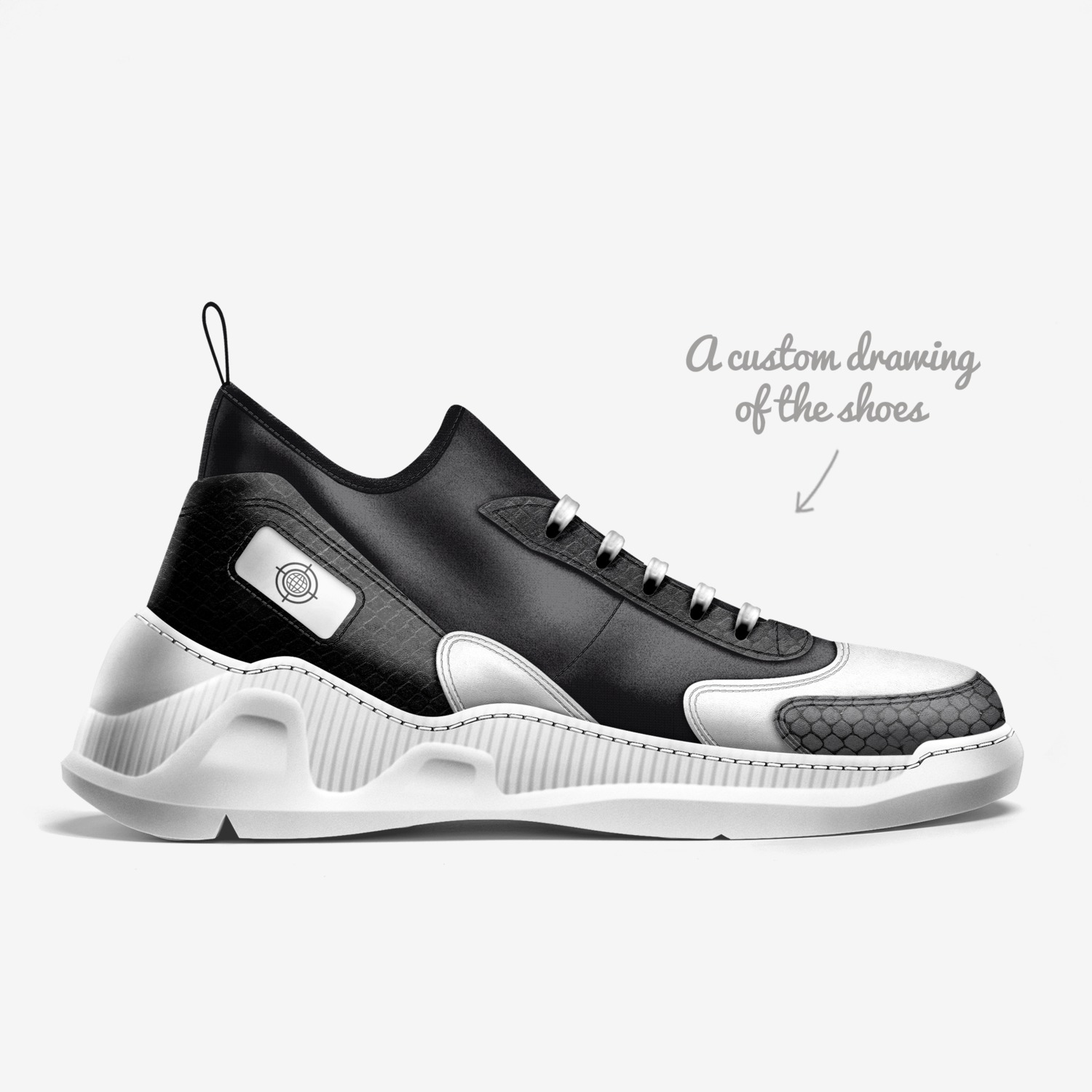 Strike Force custom made in Italy shoes by Marksman Apparel | Sketch view