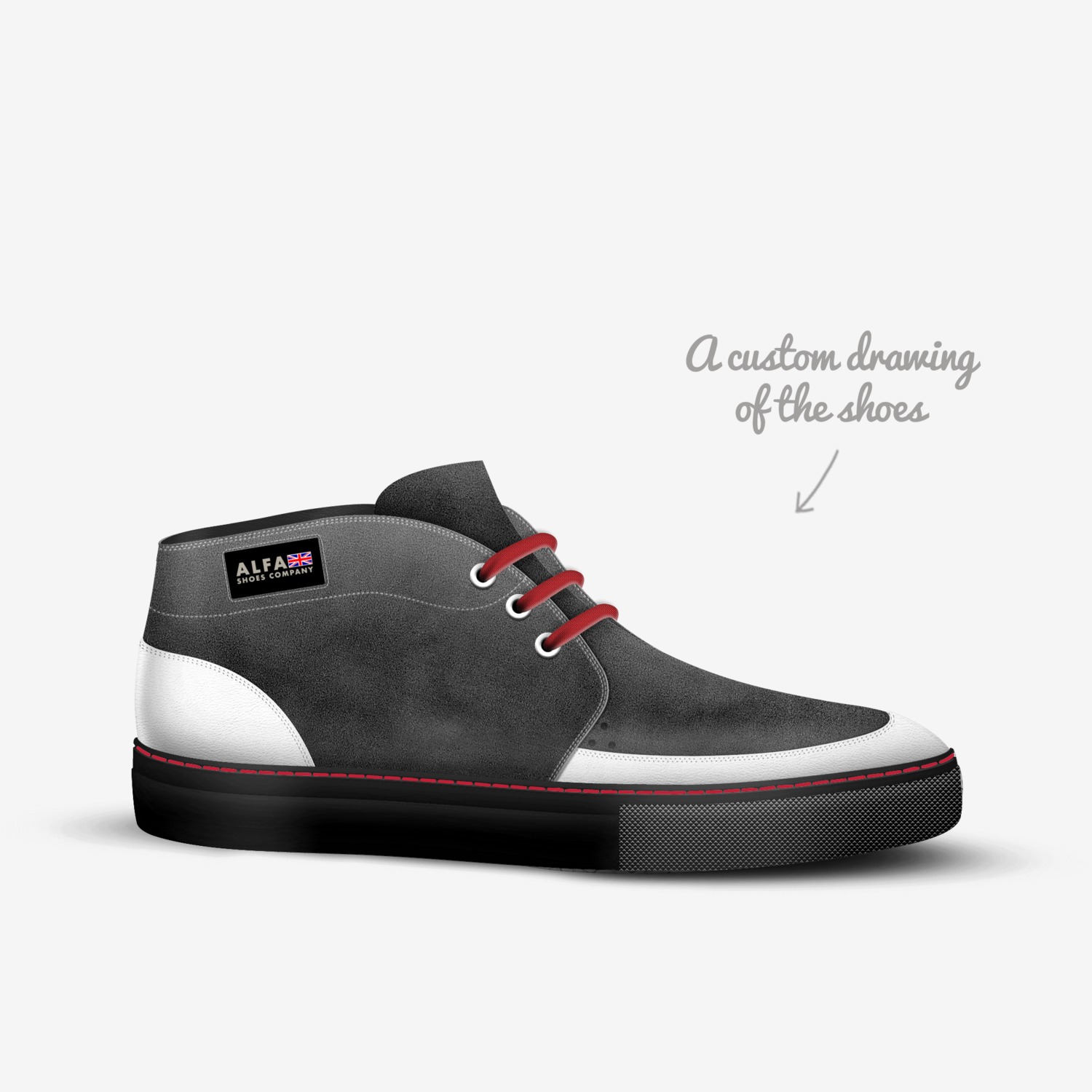 alfa custom made in Italy shoes by Blair Maule | Sketch view
