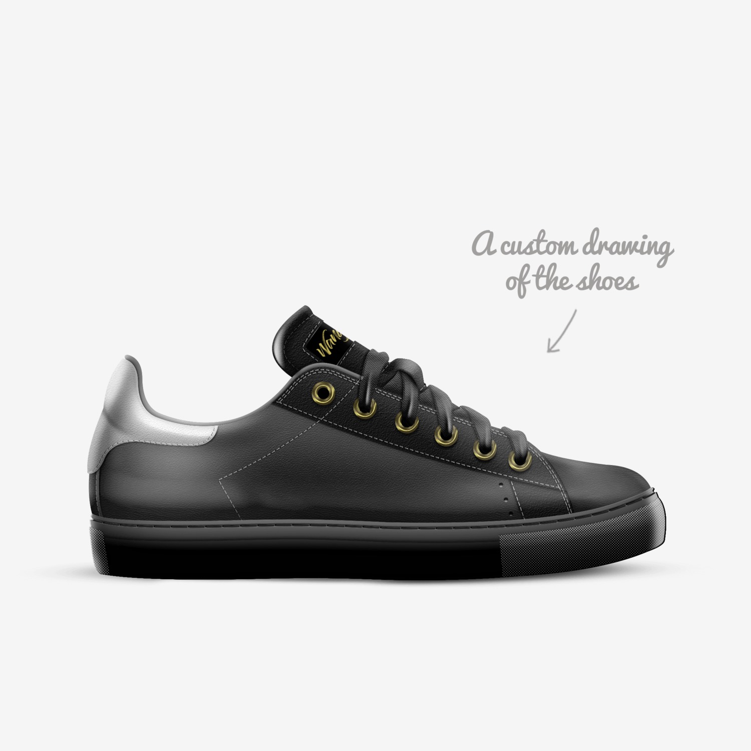 WANG BU custom made in Italy shoes by Bill Wong | Sketch view