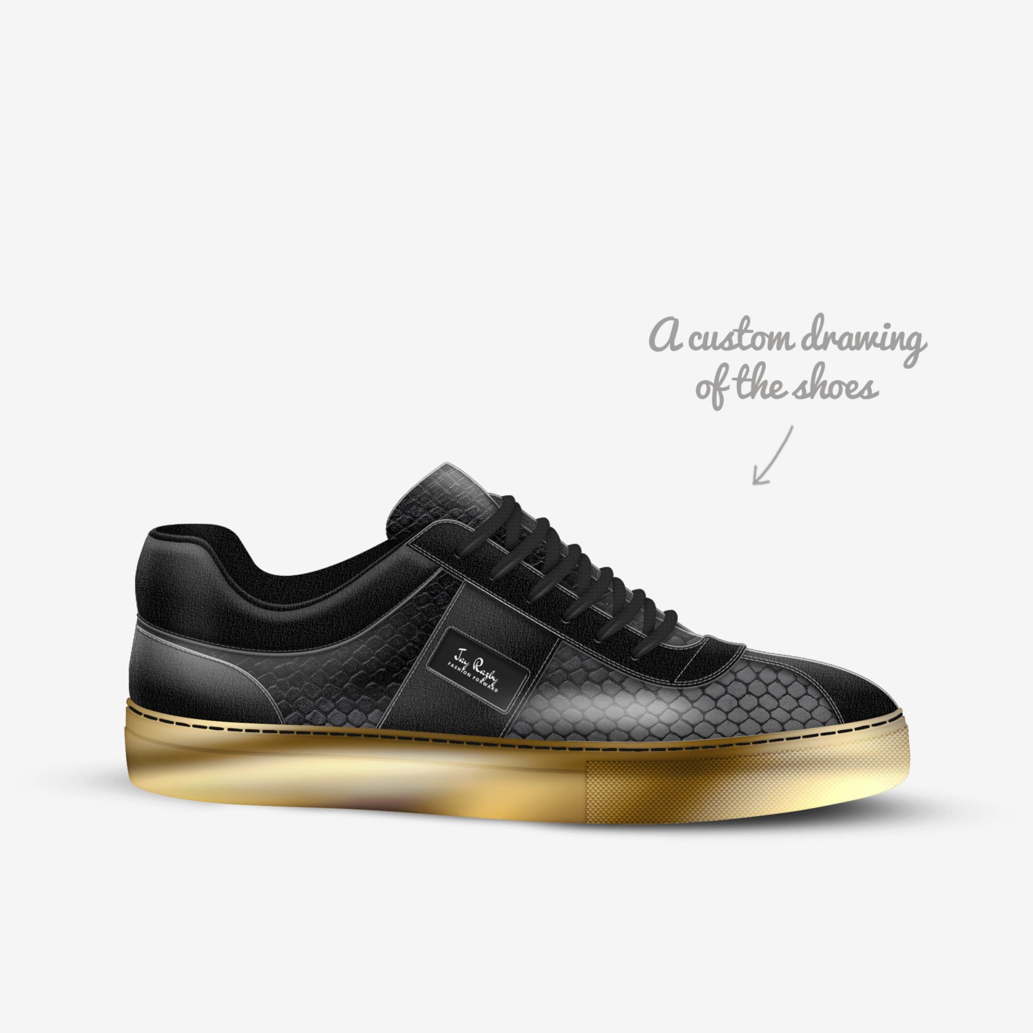 Jay Razby  custom made in Italy shoes by Jay Rock | Sketch view
