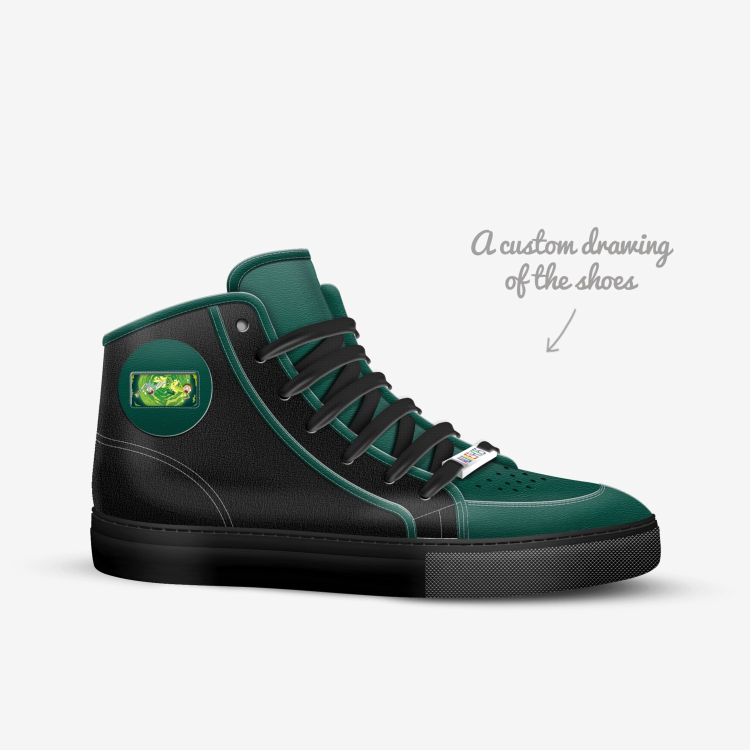 Rick And Morty custom made in Italy shoes by İrem Özmen | Sketch view