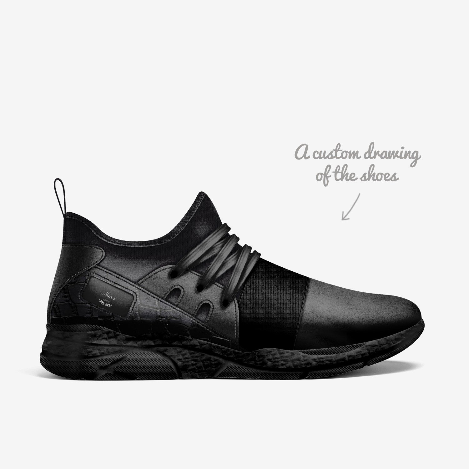 Nun custom made in Italy shoes by Darion Jackson | Sketch view