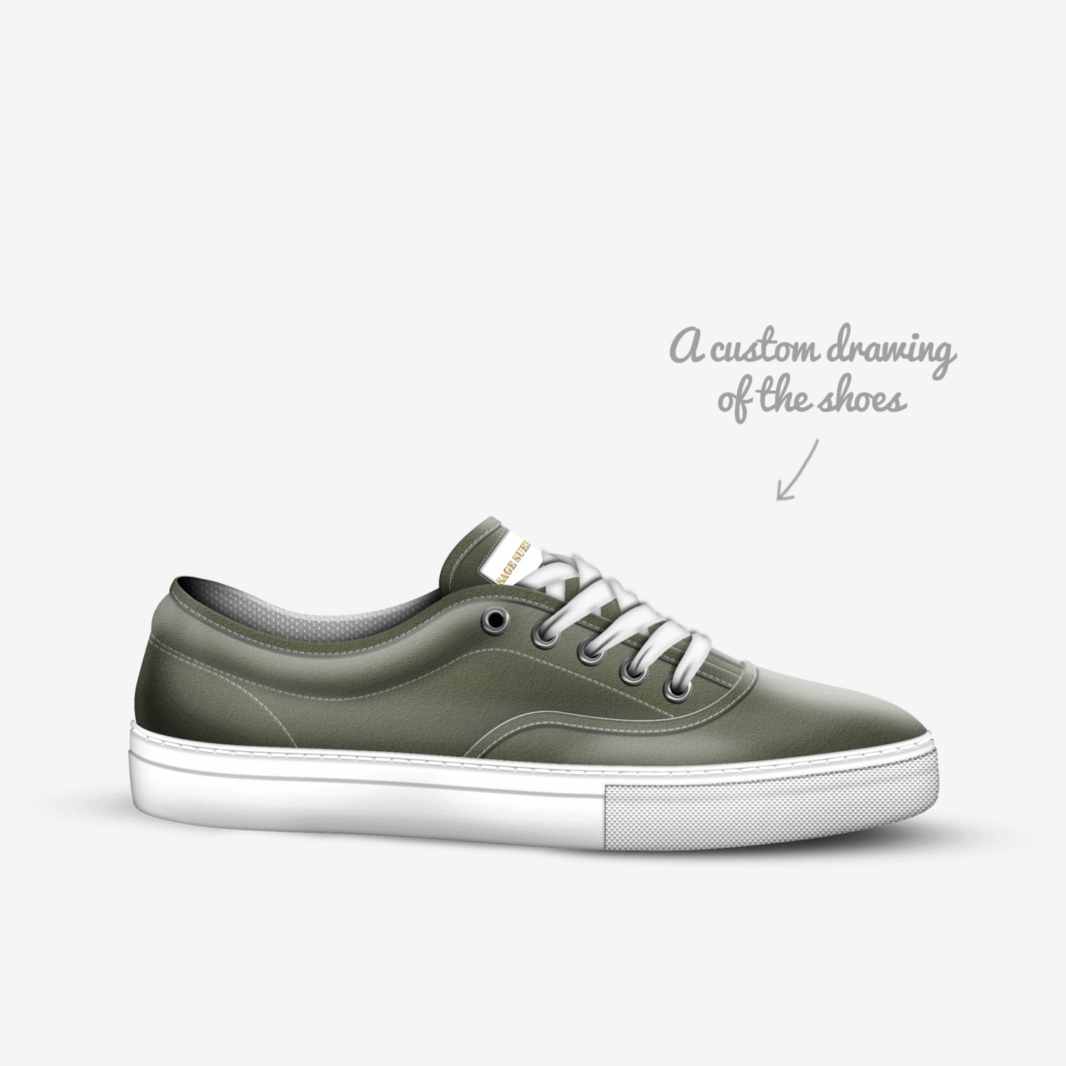 Sage Green Sneaker custom made in Italy shoes by Sage Suede | Sketch view