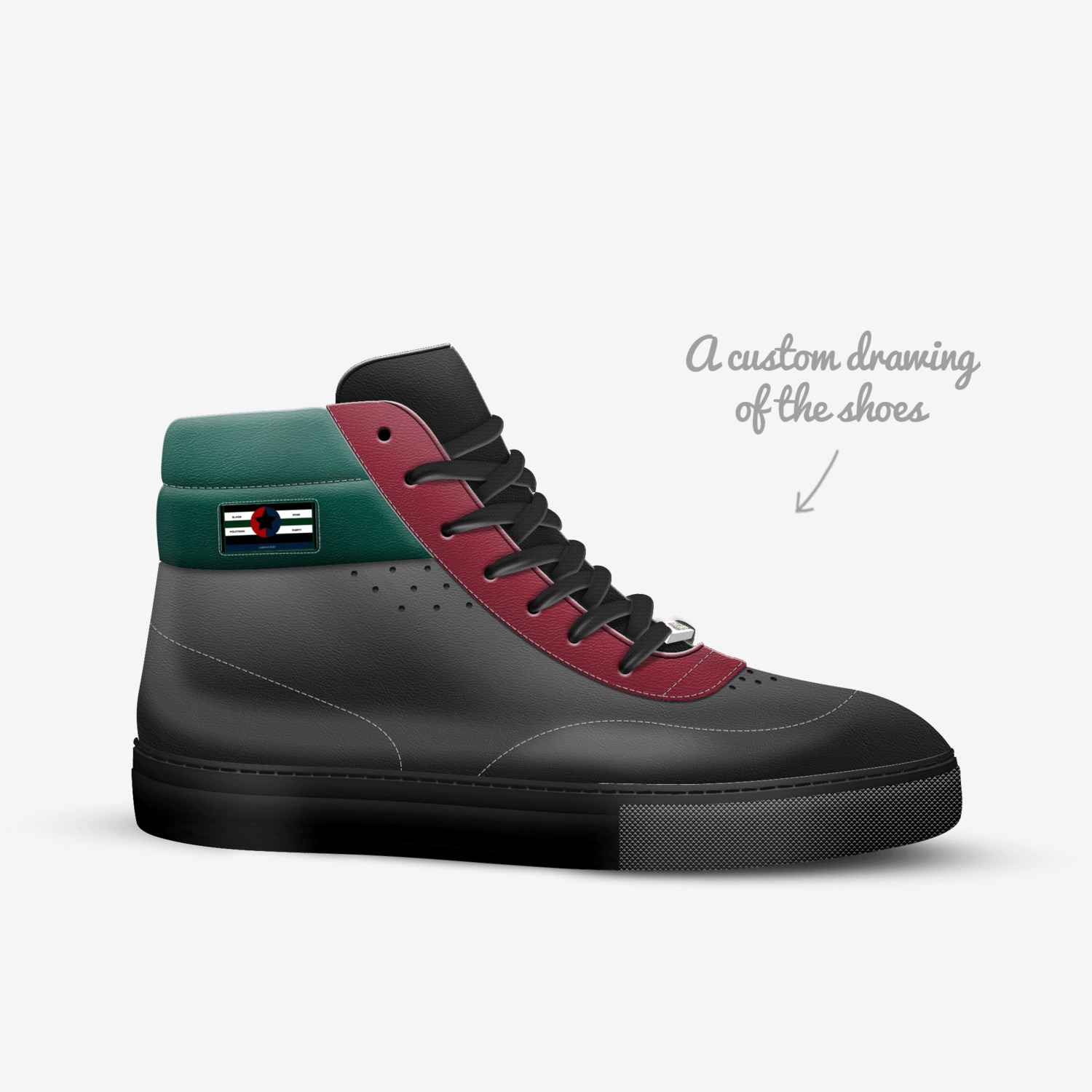 Black Star Politic custom made in Italy shoes by Garland L Mclaughlin | Sketch view
